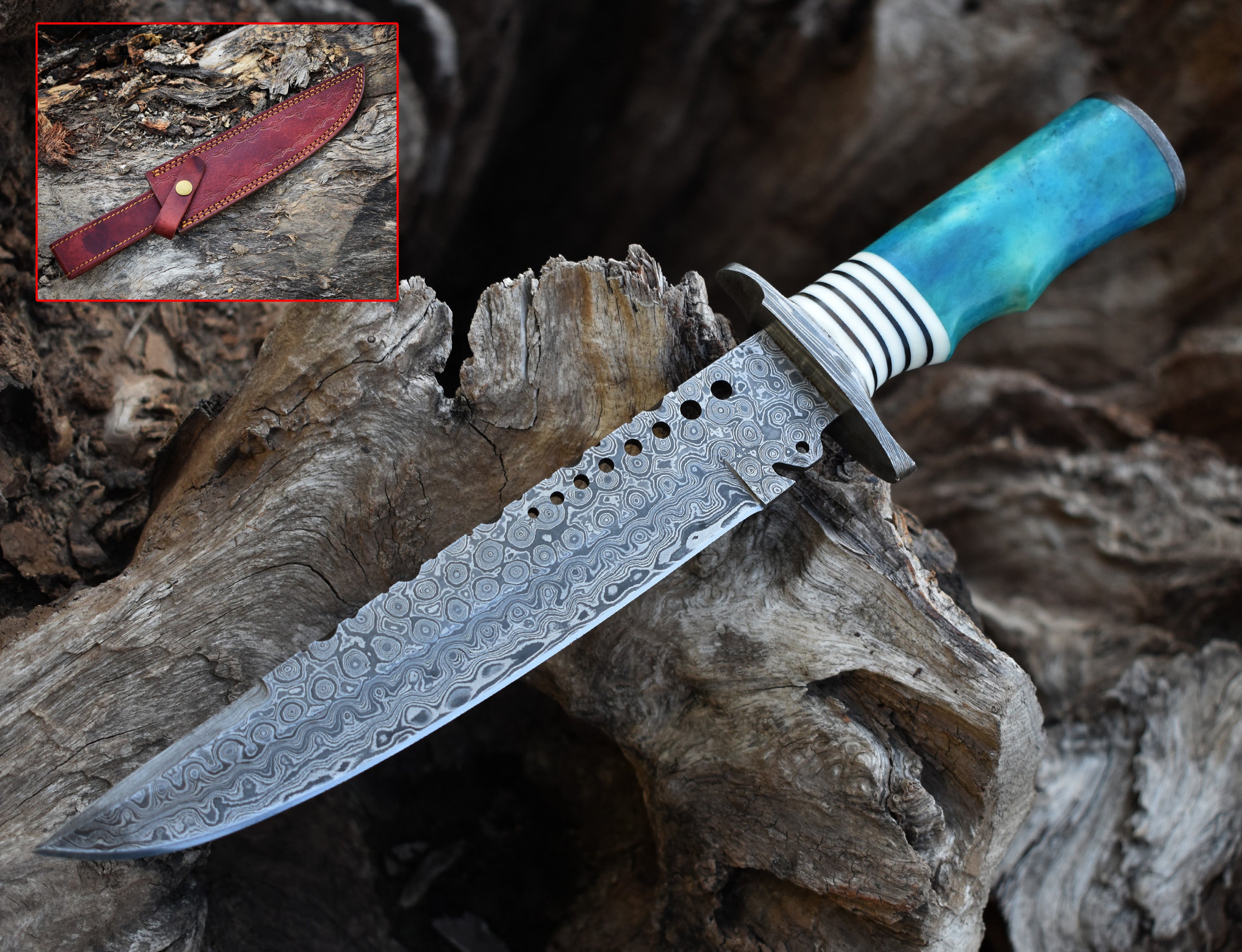 14" Rambo Color Bone Handle Hunting Bowie knife With Brass Guard & Pommel