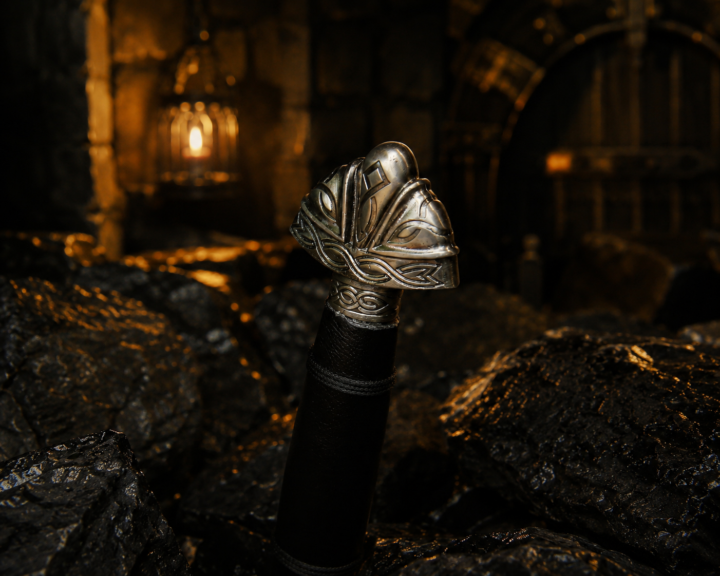 Handmade Viking Fantasy Damascus Sword with Black Scabbard Engraved Blade, Medieval Decorative Sword for Display Halloween Costume Gift