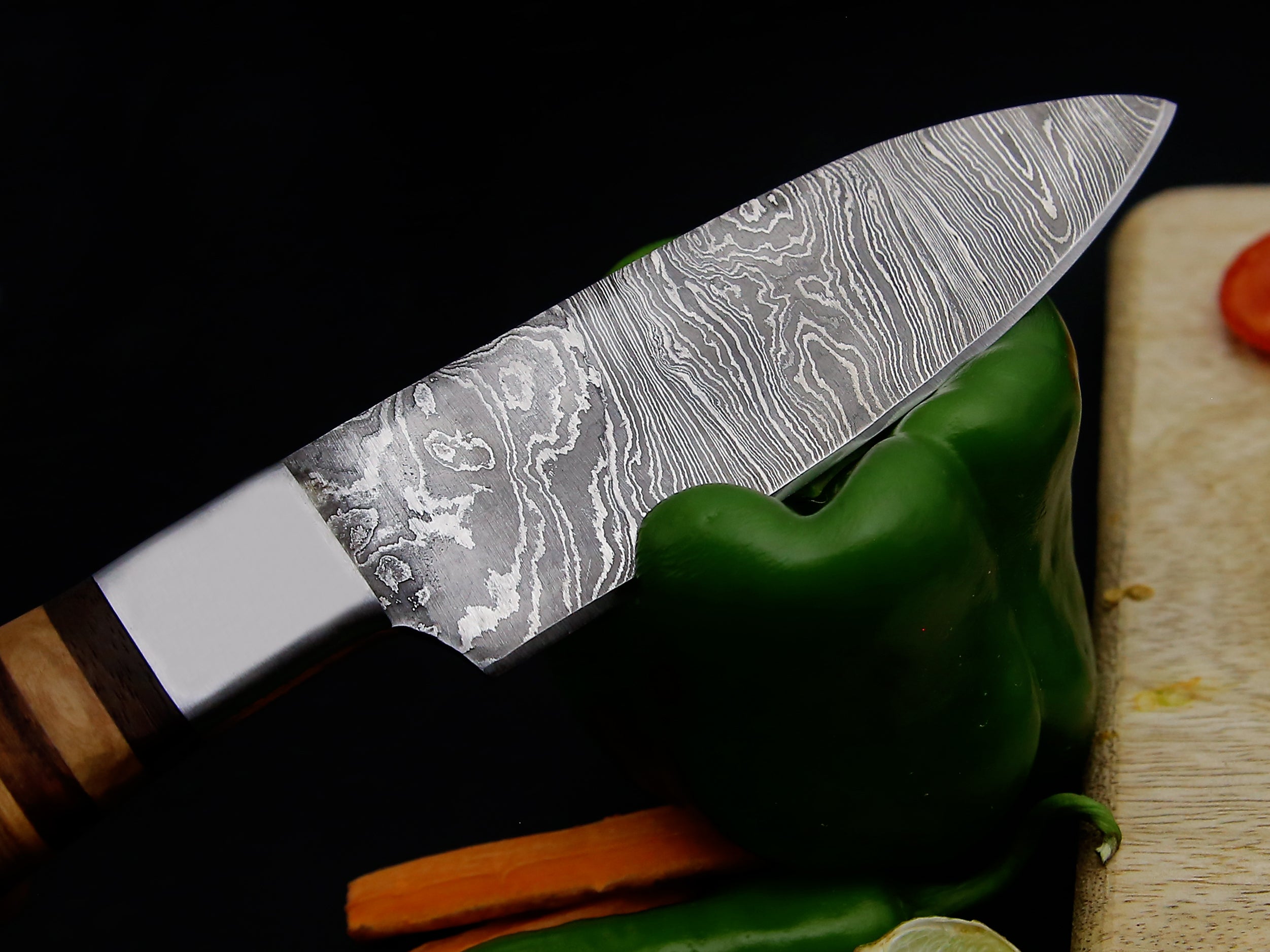 5 PCS Damascus Kitchen Chef knife set Grey Dollar Sheet With Spacers & Leather Roll Kit