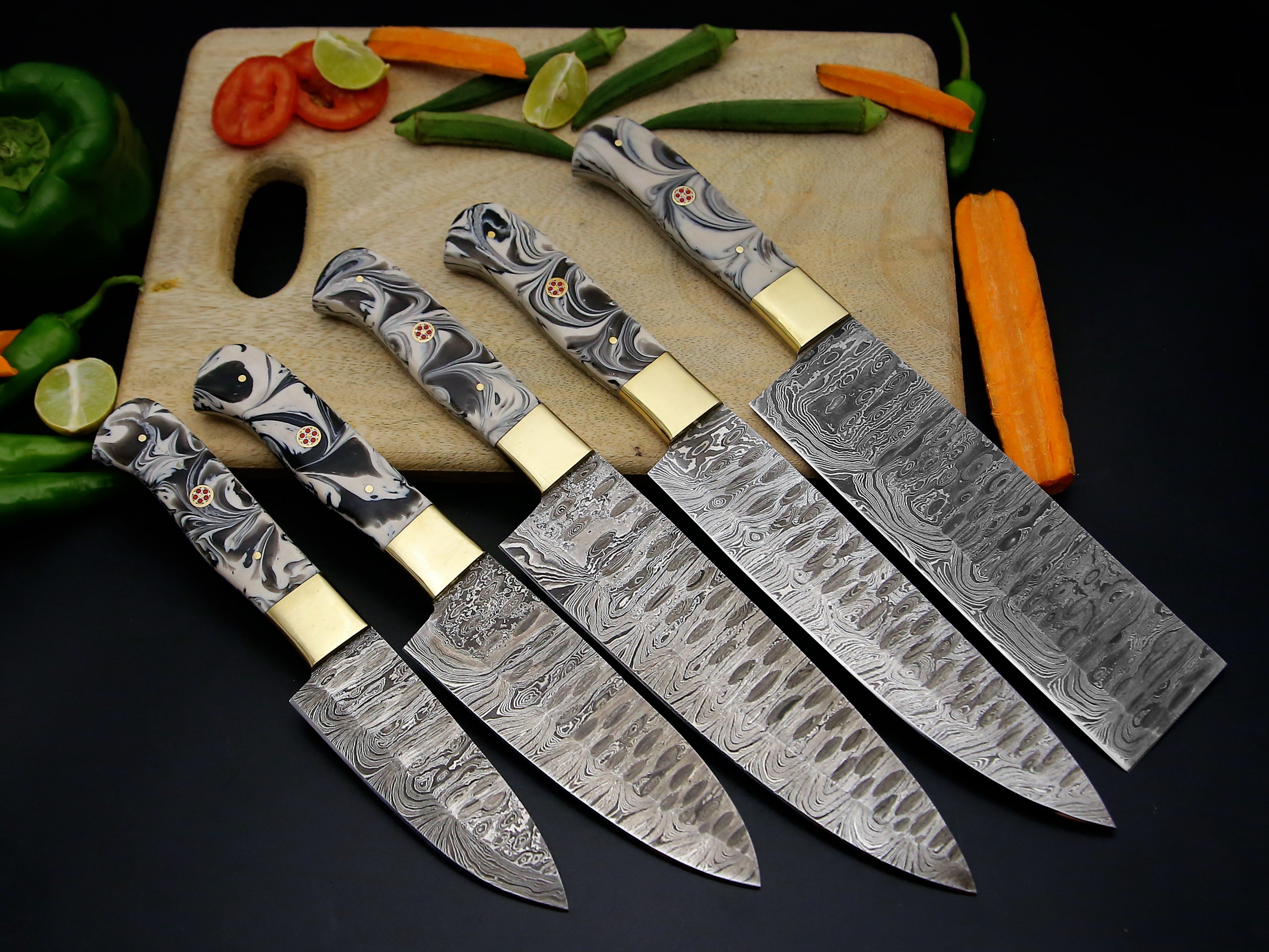 Damascus Chef Knife Block Personalized Handmade Damascus Steel