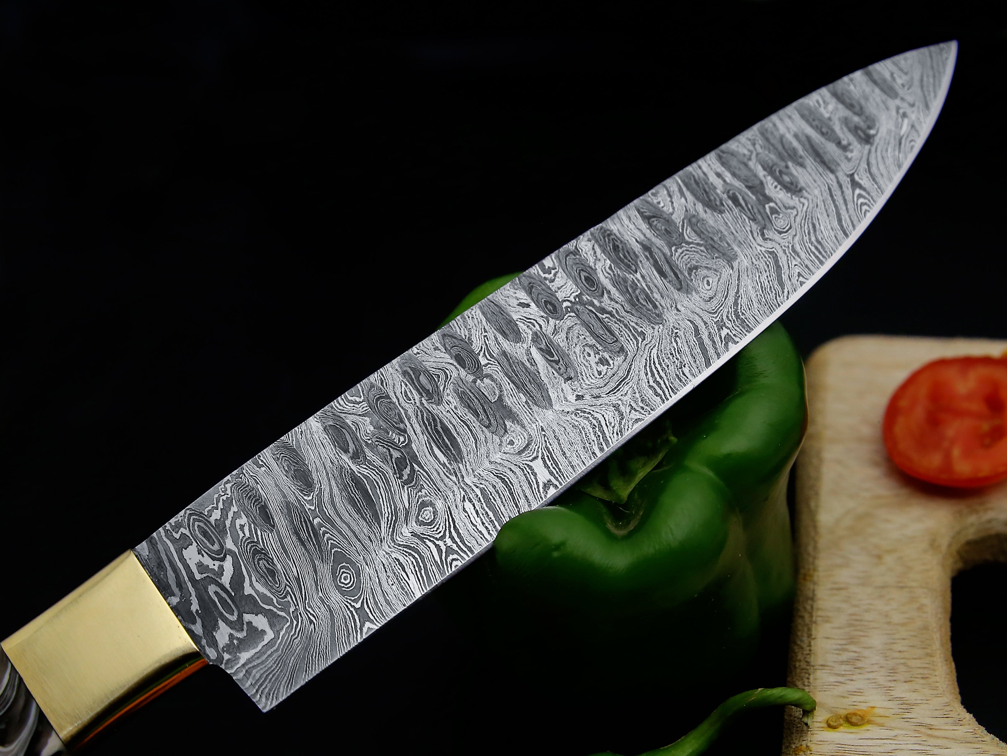 Personalized Handmade Damascus Steel Chef knife set of 5 PCS with Beautiful Resin Handle Kitchen Knife with Leather Kit