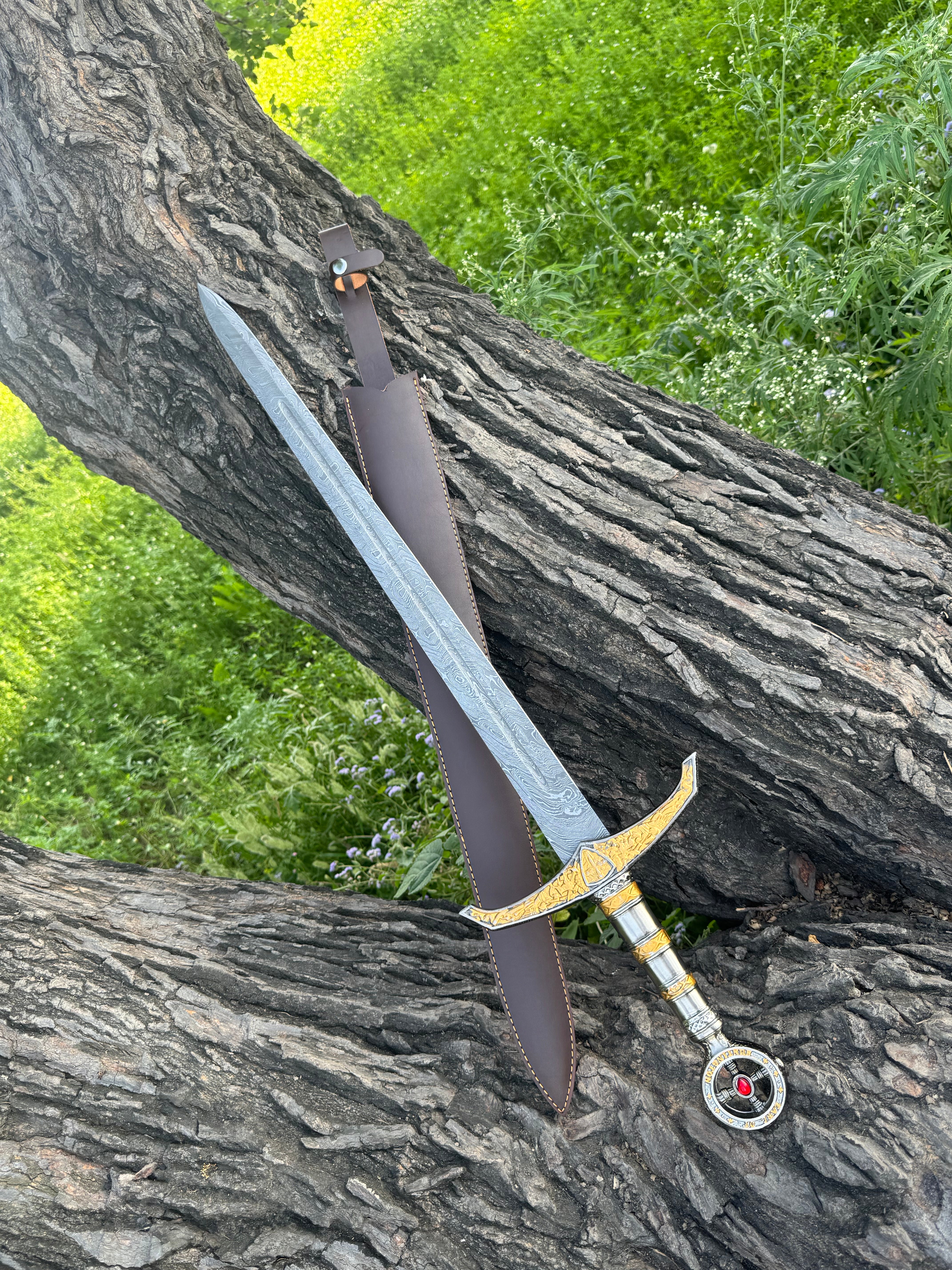 Sliverthorn Knight Sword Fantasy Sword with Engraved Blade, Medieval Decorative Sword for Display House warming gift