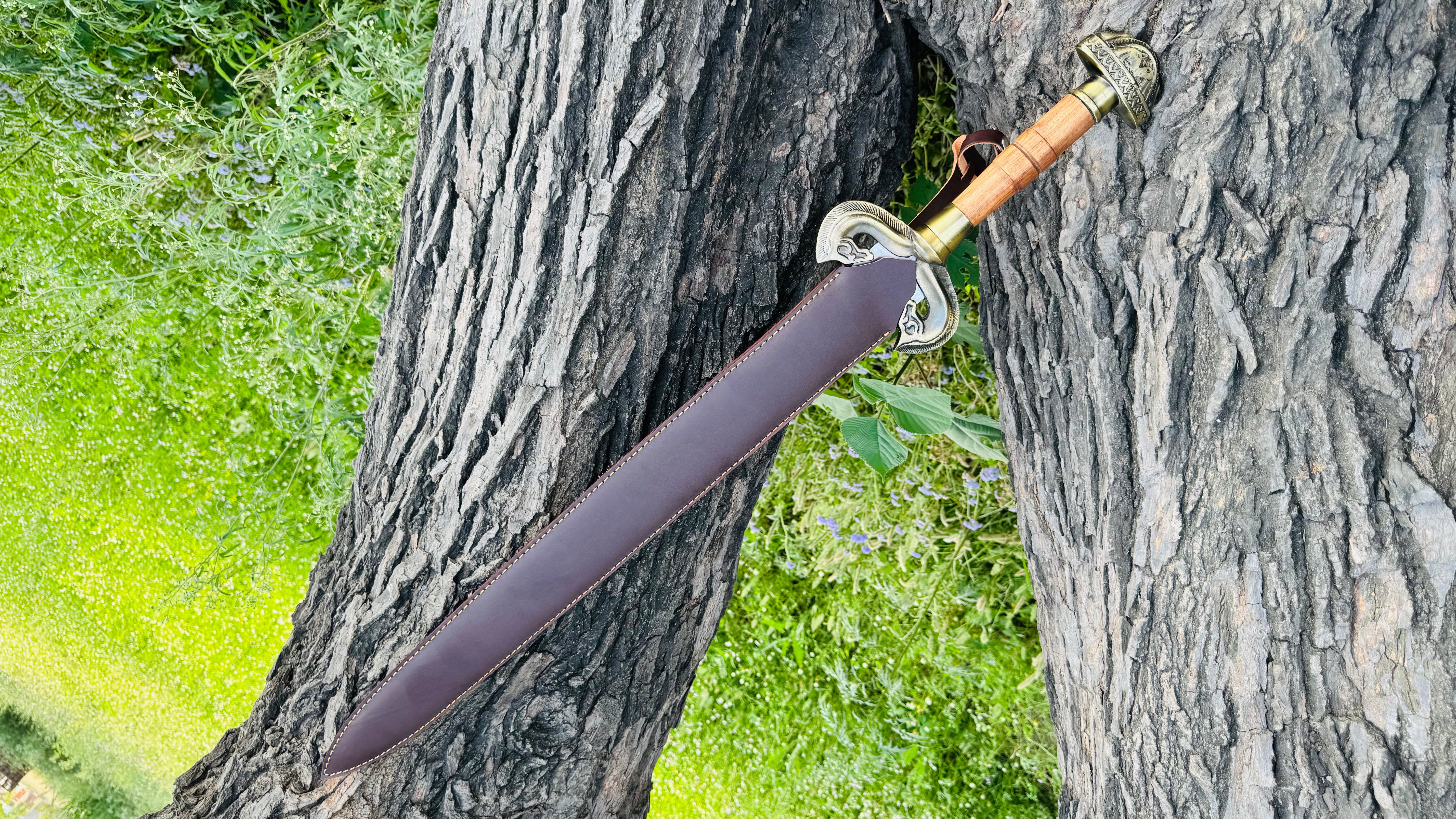 Handmade Stainless Steel Spatha Sword Fantasy Sword with Wooden Handle, Medieval Decorative Sword for Display House warming gift Halloween gift