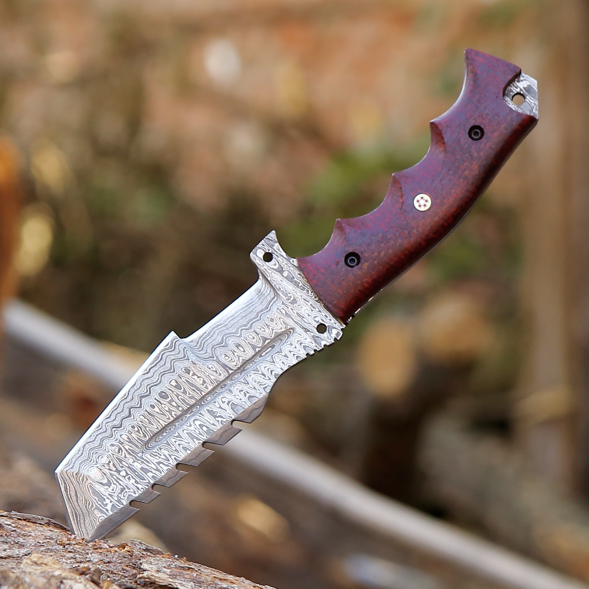 Handmade Damascus Tracker Knife – Survival & Bushcraft Fixed Blade Full Tang Outdoor Hunting Knife