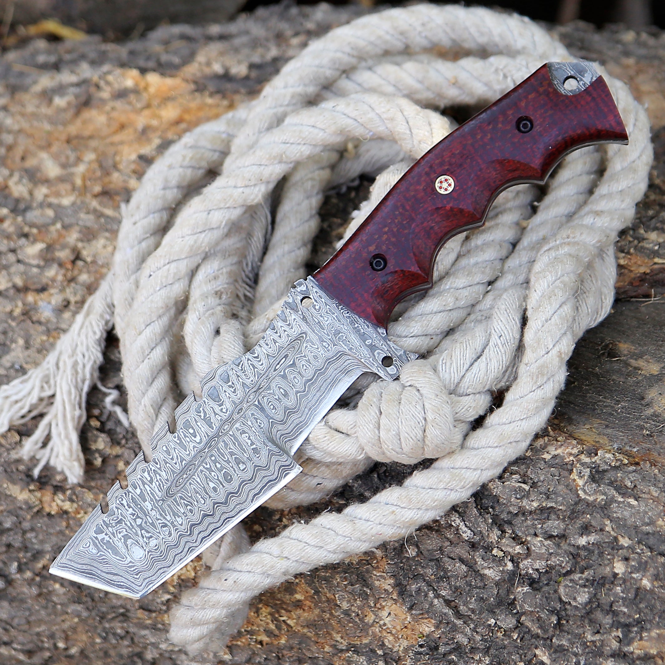 Handmade Damascus Tracker Knife – Survival & Bushcraft Fixed Blade Full Tang Outdoor Hunting Knife