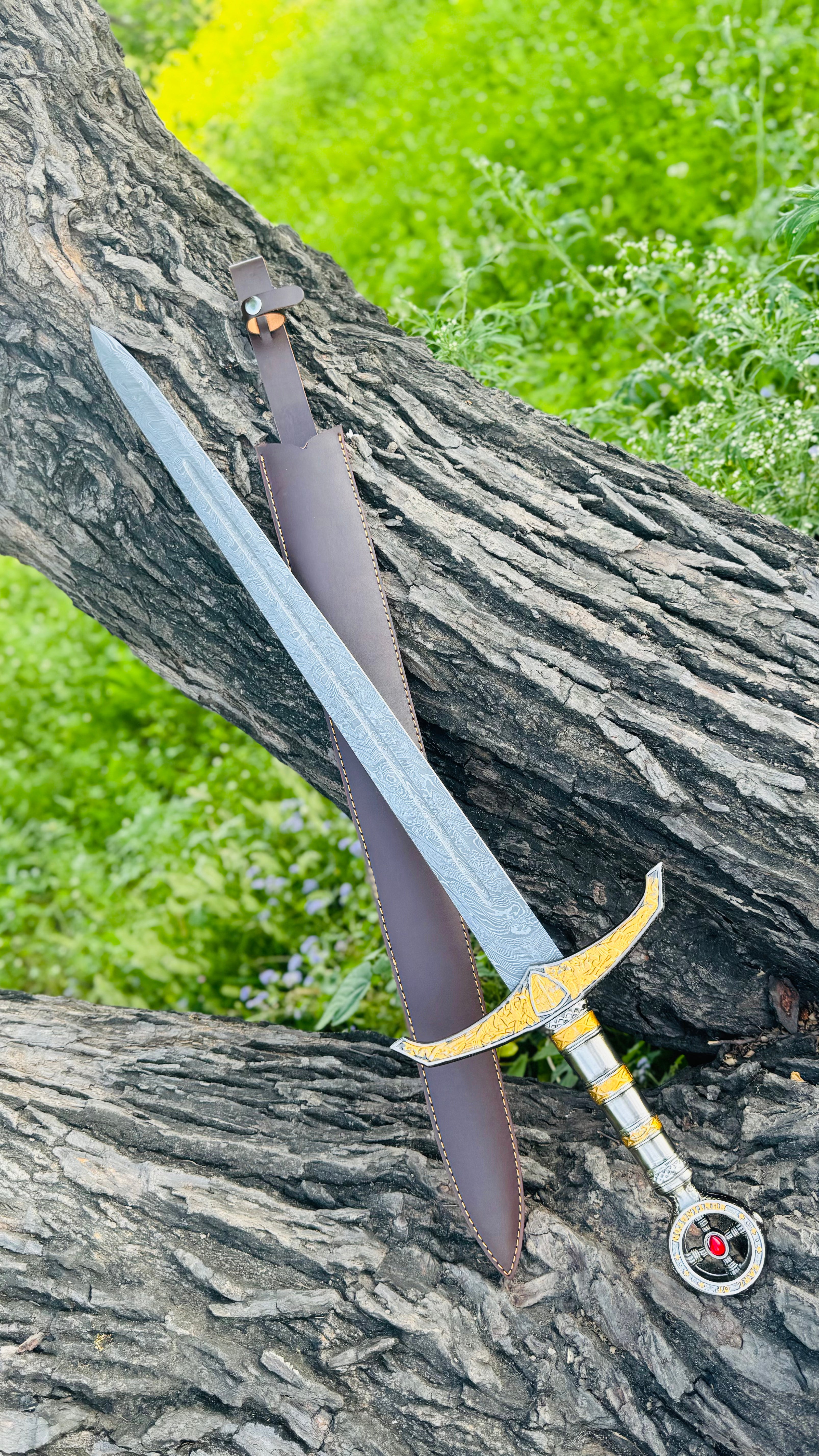 Sliverthorn Knight Sword Fantasy Sword with Engraved Blade, Medieval Decorative Sword for Display House warming gift