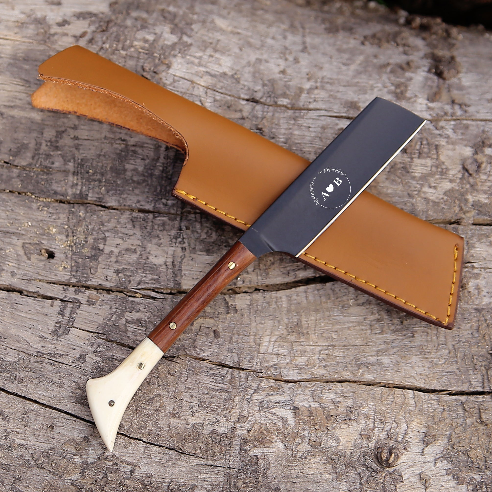 Premium Straight Razor for Men – Classic Barber-Style Shave Ready Personalized Black Coated Razor with Leather Pouch.