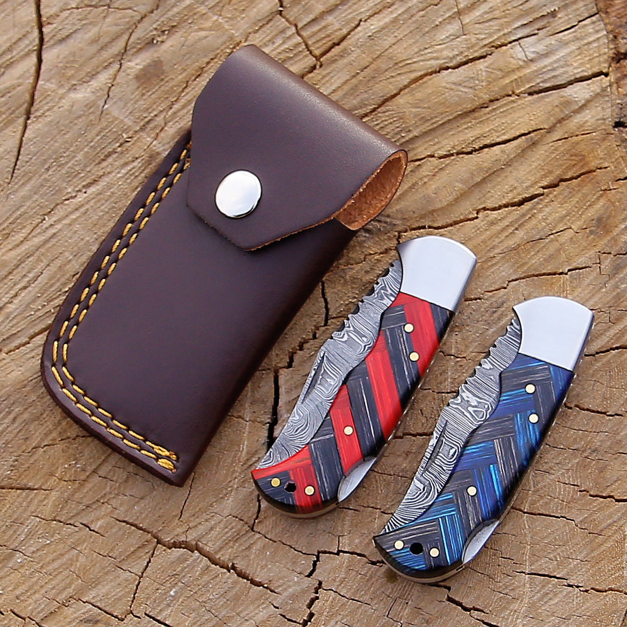 Artisan Damascus Steel Folding Knife – Compact, Durable & Stylish EDC Damascus Knife – Hand-Forged Steel with Ergonomic Handle