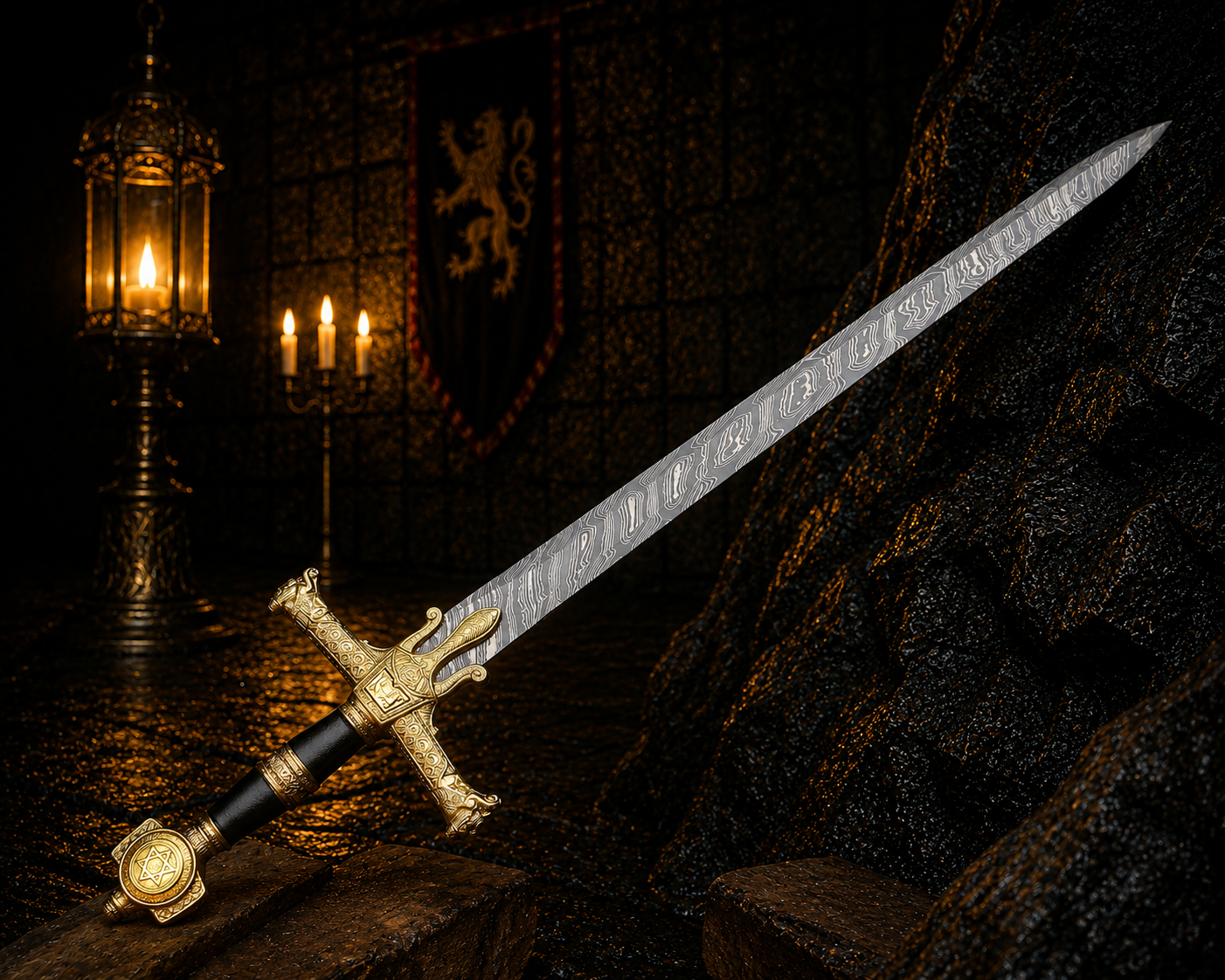 Handmade Forged Great Sword Engraved Blade, Medieval Decorative Damascus Sword for Display Halloween Christmas gift