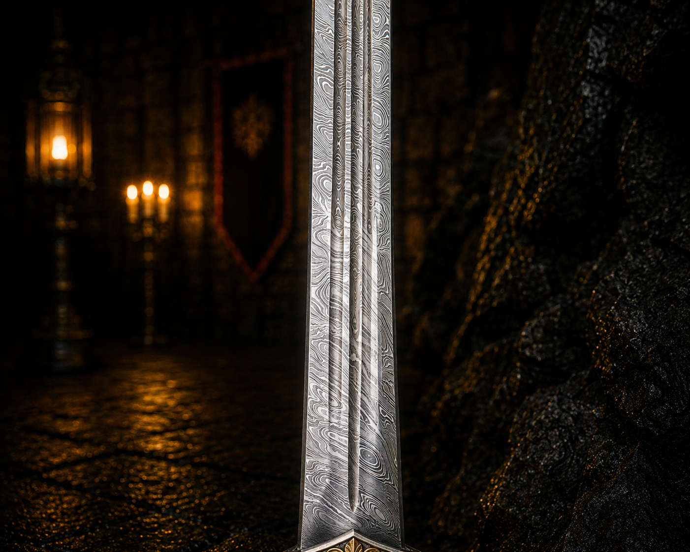 Handmade Stone bound Edge Viking Sword Engraved Blade, Medieval Decorative Damascus Sword for Display Halloween Christmas gift