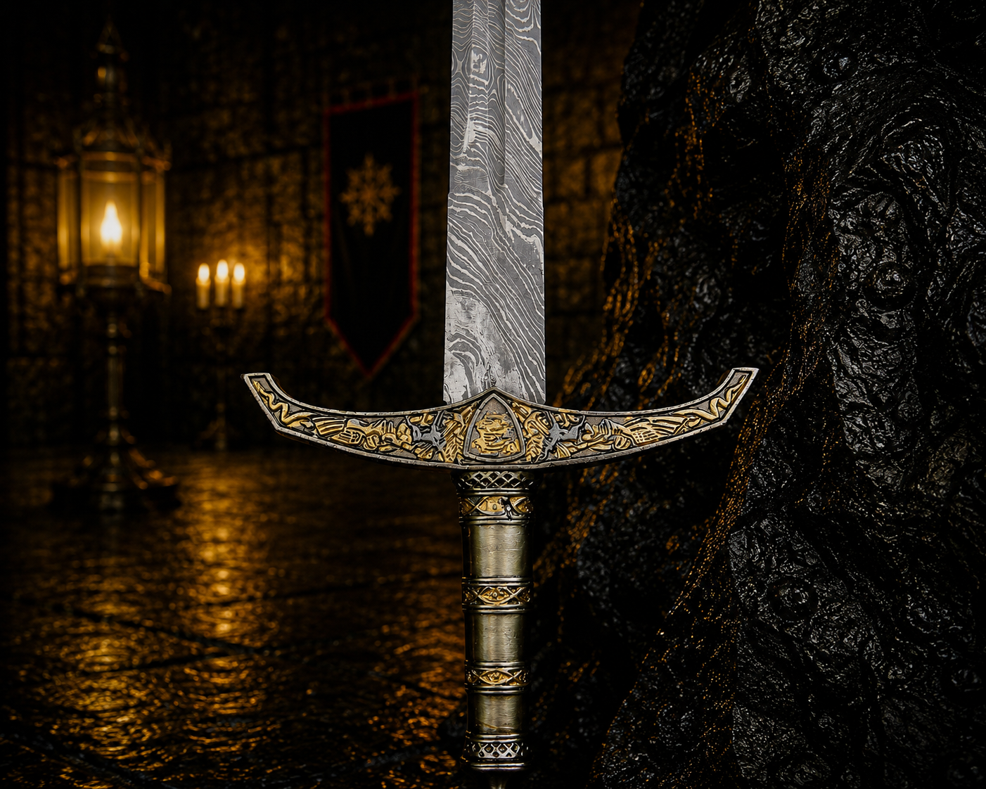 Sliverthorn Knight Sword Fantasy Sword with Engraved Blade, Medieval Decorative Sword for Display House warming gift