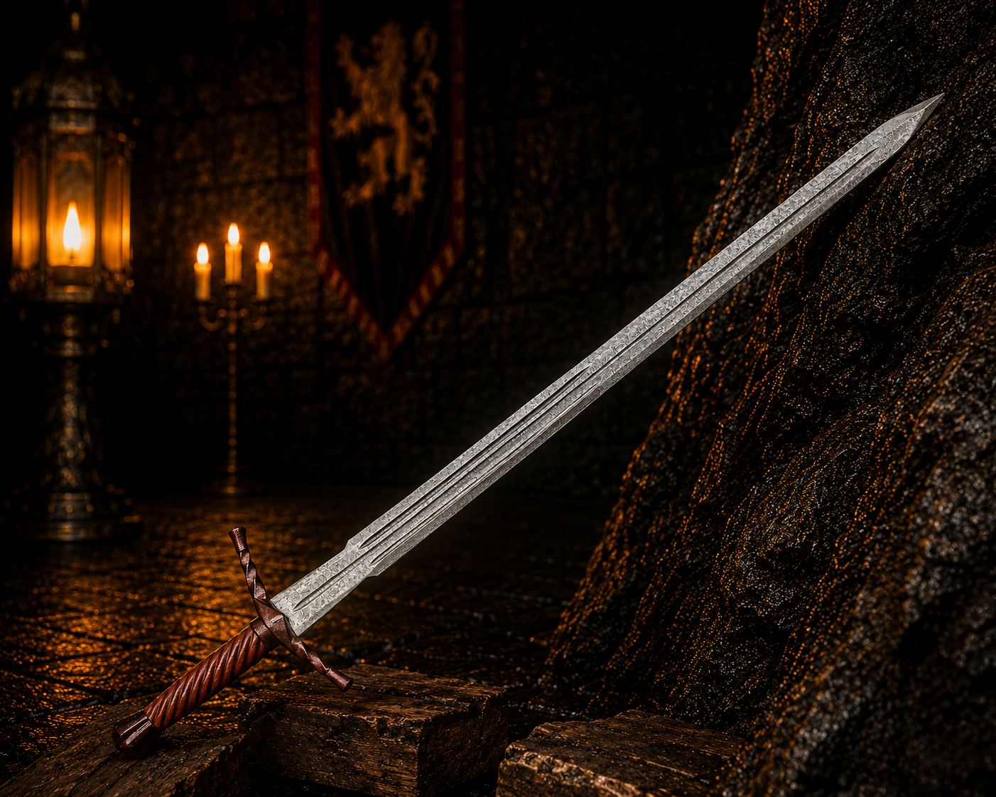 Handmade Forged Relic Witcher Sword Engraved Blade, Medieval Decorative Damascus Sword for Display Halloween Christmas gift