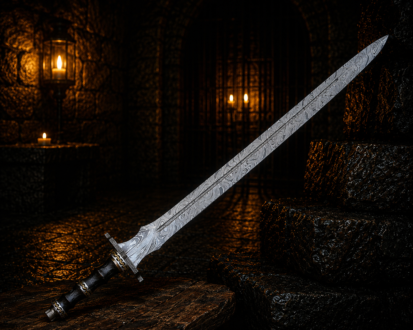 Handmade Raven mark Long Sword Fantasy Sword with Engraved Blade, Medieval Decorative Sword for Display Halloween Gift for Dad