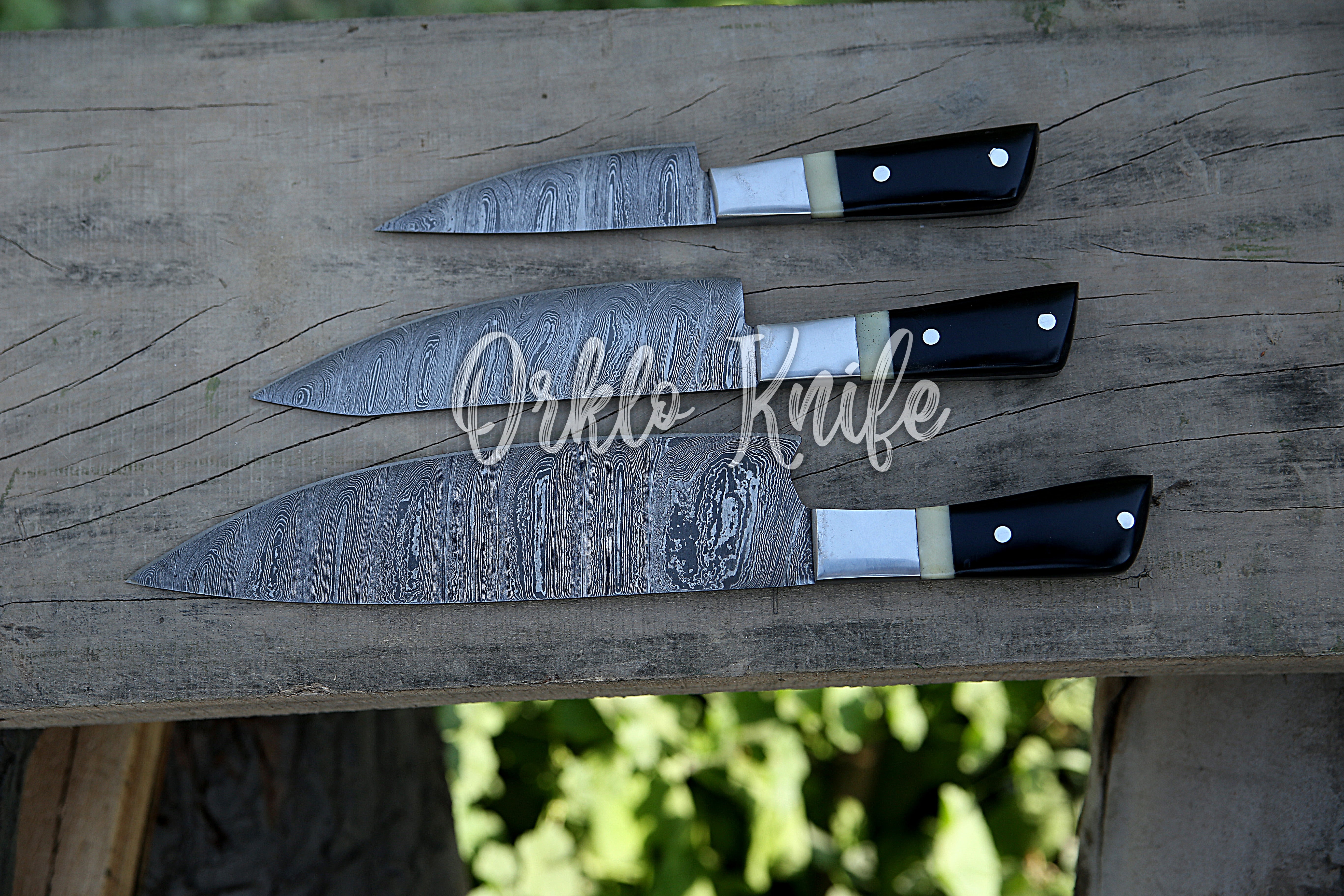 Damascus Chef knife set of 3 PCS - Orkloknife