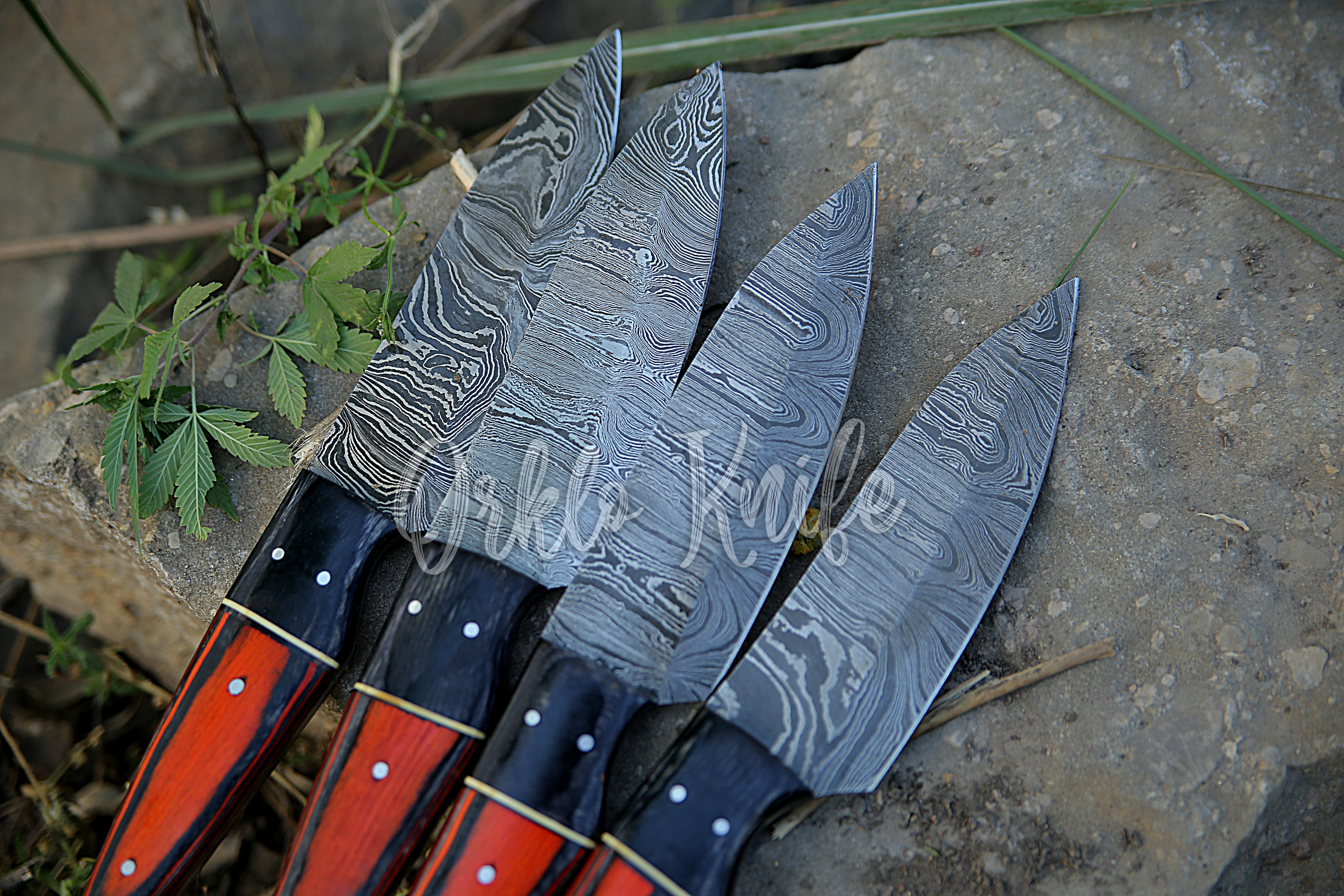 Damascus steak knife set of 4 - Orkloknife