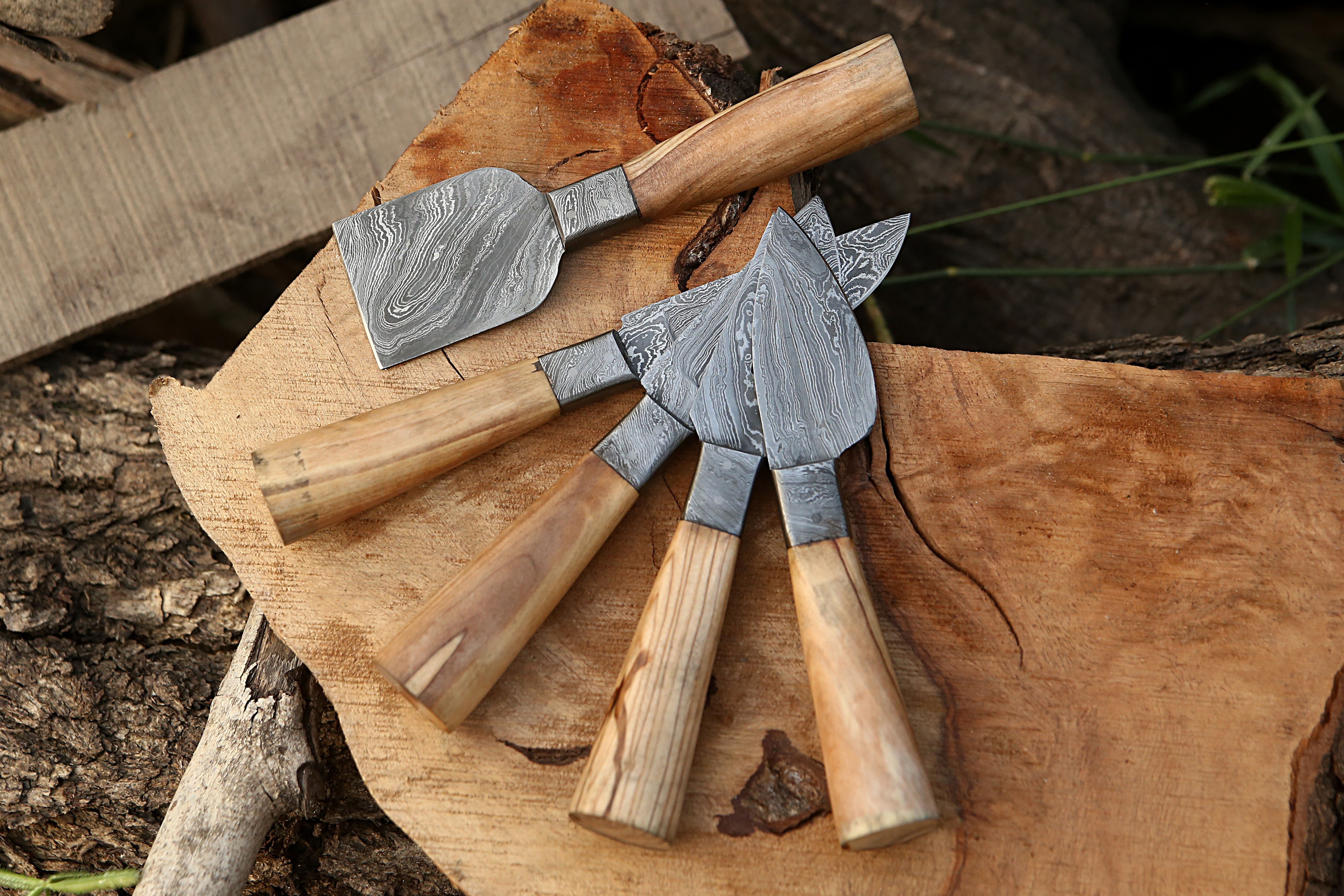 Artisan Cheese Knife Set Hand-Forged Blades with Wood Handles