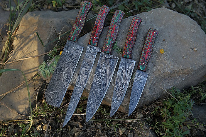Handmade Damascus Chef Knife Set of 7 BBQ Knife Kitchen Knives