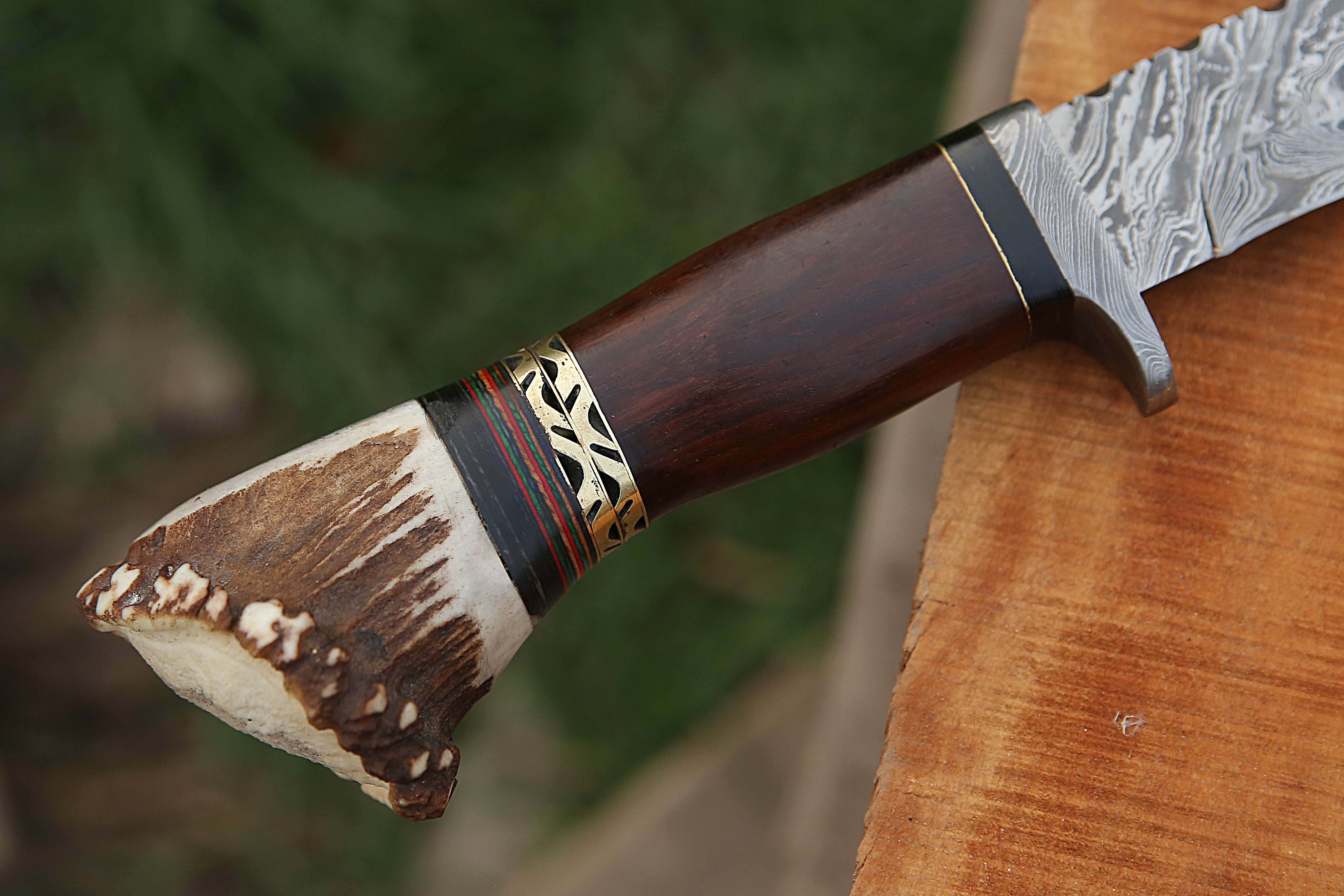 Heavy-Duty Kukri Knife with Wooden & Stag Horn Handle – Perfect for Outdoor & Tactical Use