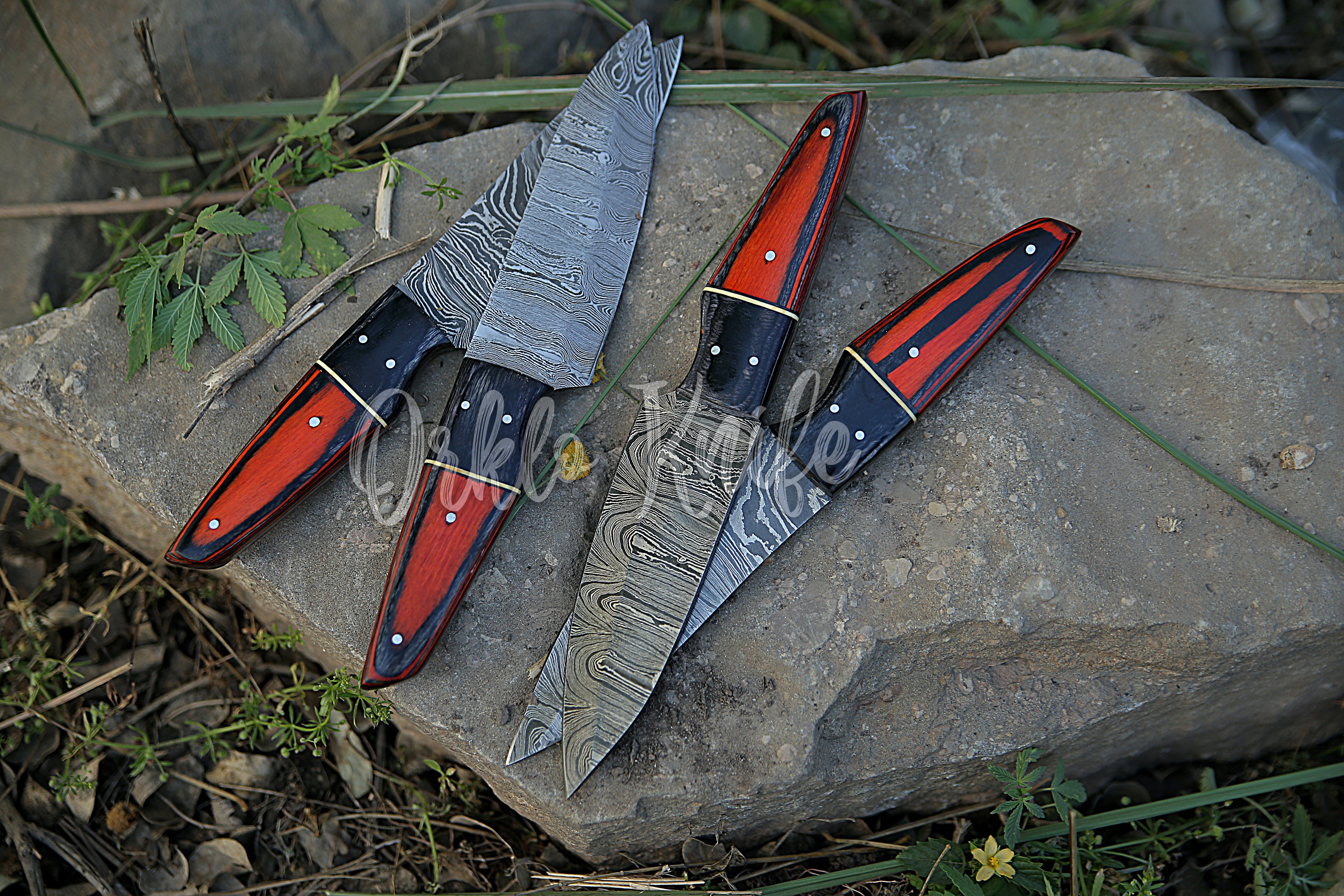 Damascus steak knife set of 4 - Orkloknife