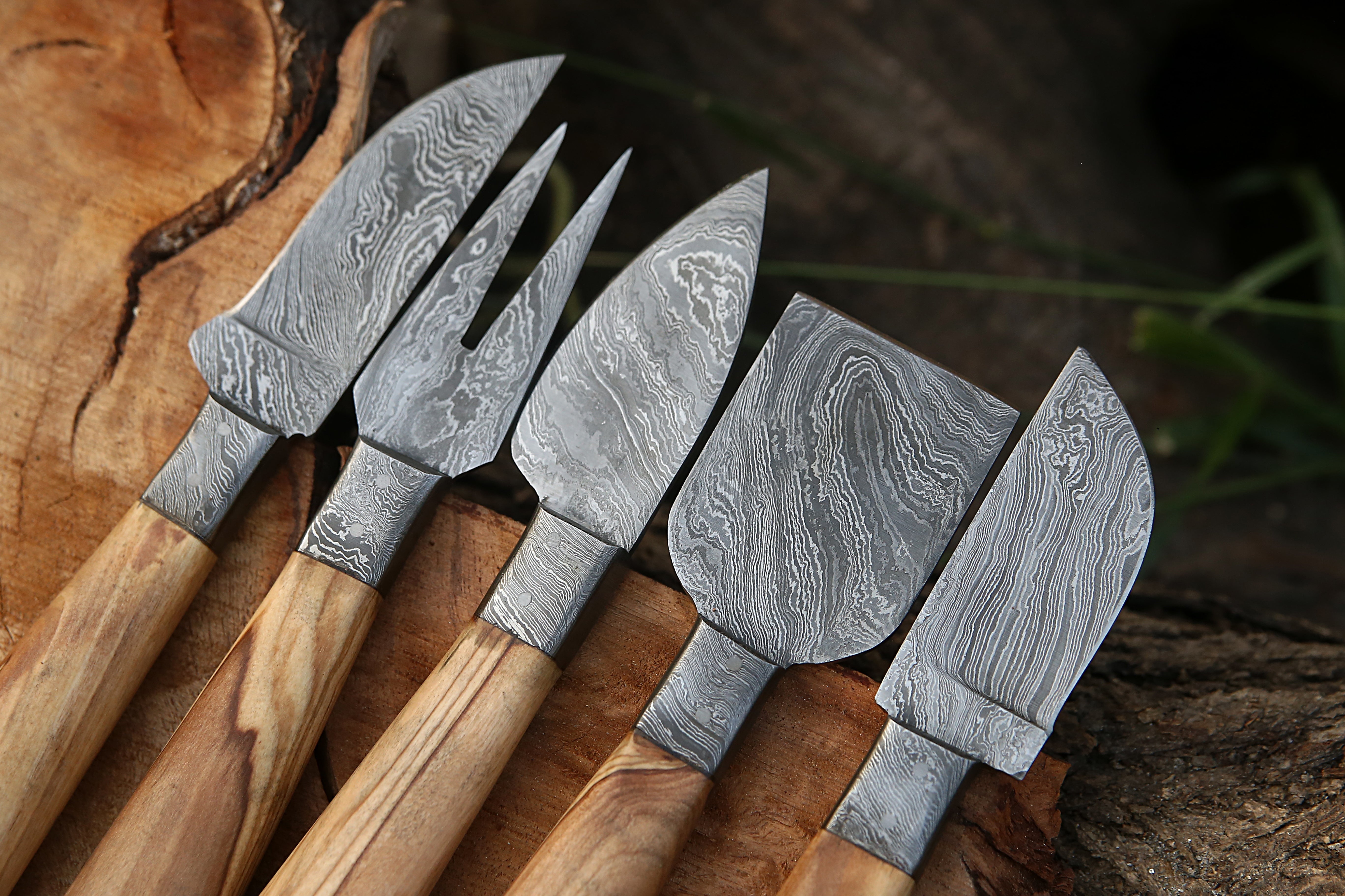 Artisan Cheese Knife Set Hand-Forged Blades with Wood Handles
