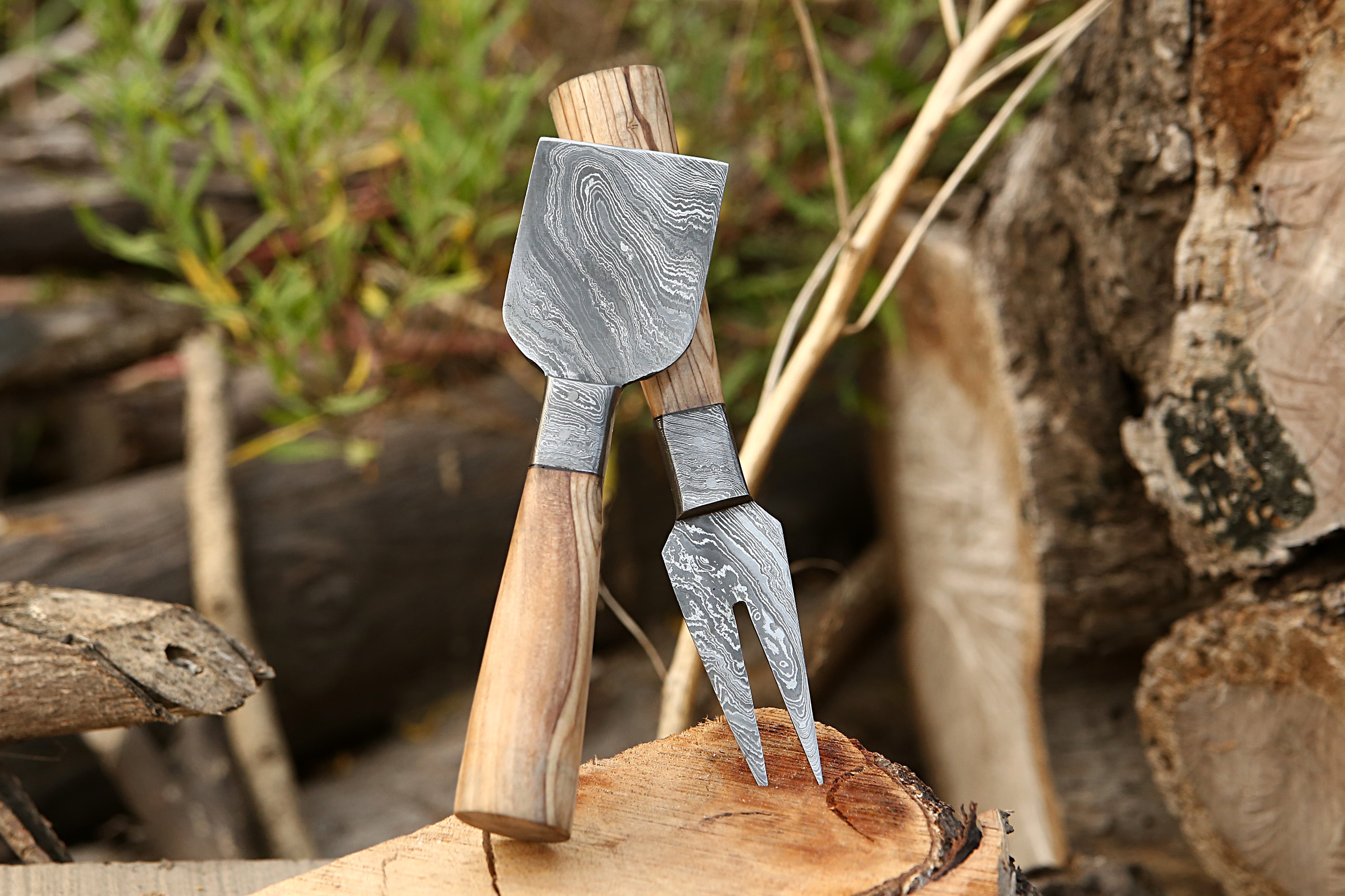 Artisan Cheese Knife Set Hand-Forged Blades with Wood Handles