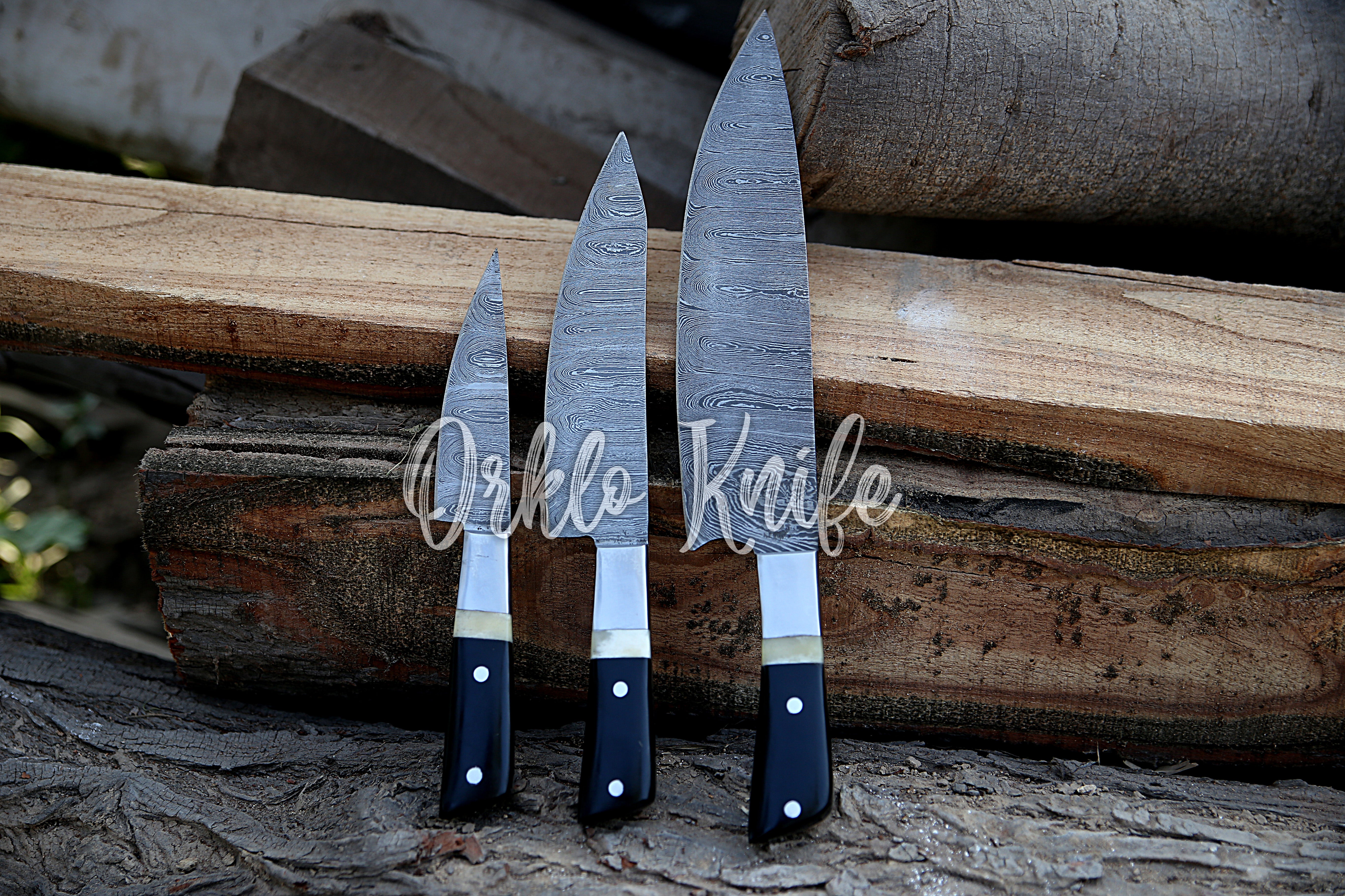 Damascus Chef knife set of 3 PCS - Orkloknife