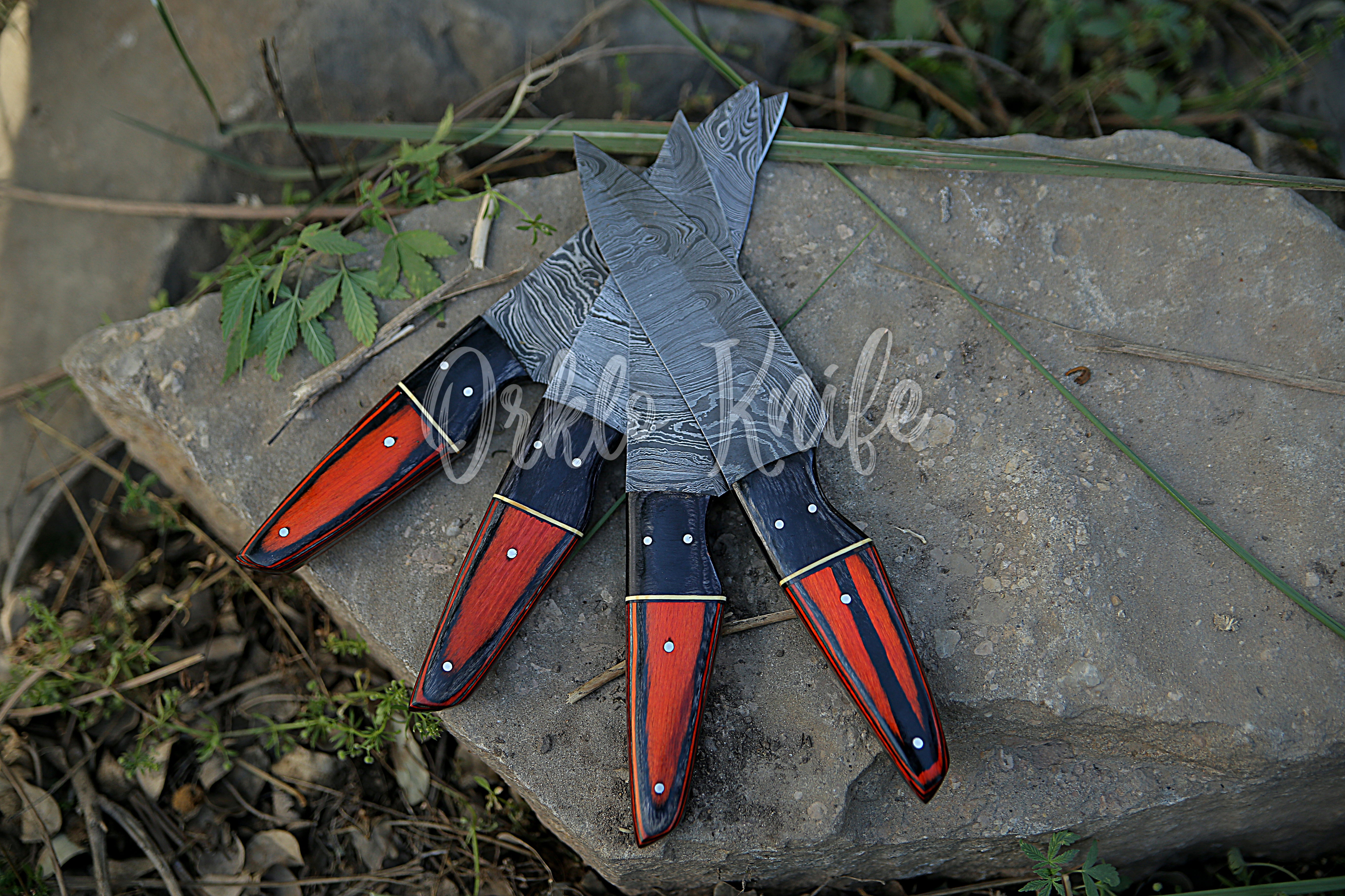 Damascus steak knife set of 4 - Orkloknife