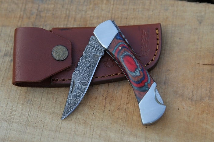 damascus steel pocket knife spring assisted