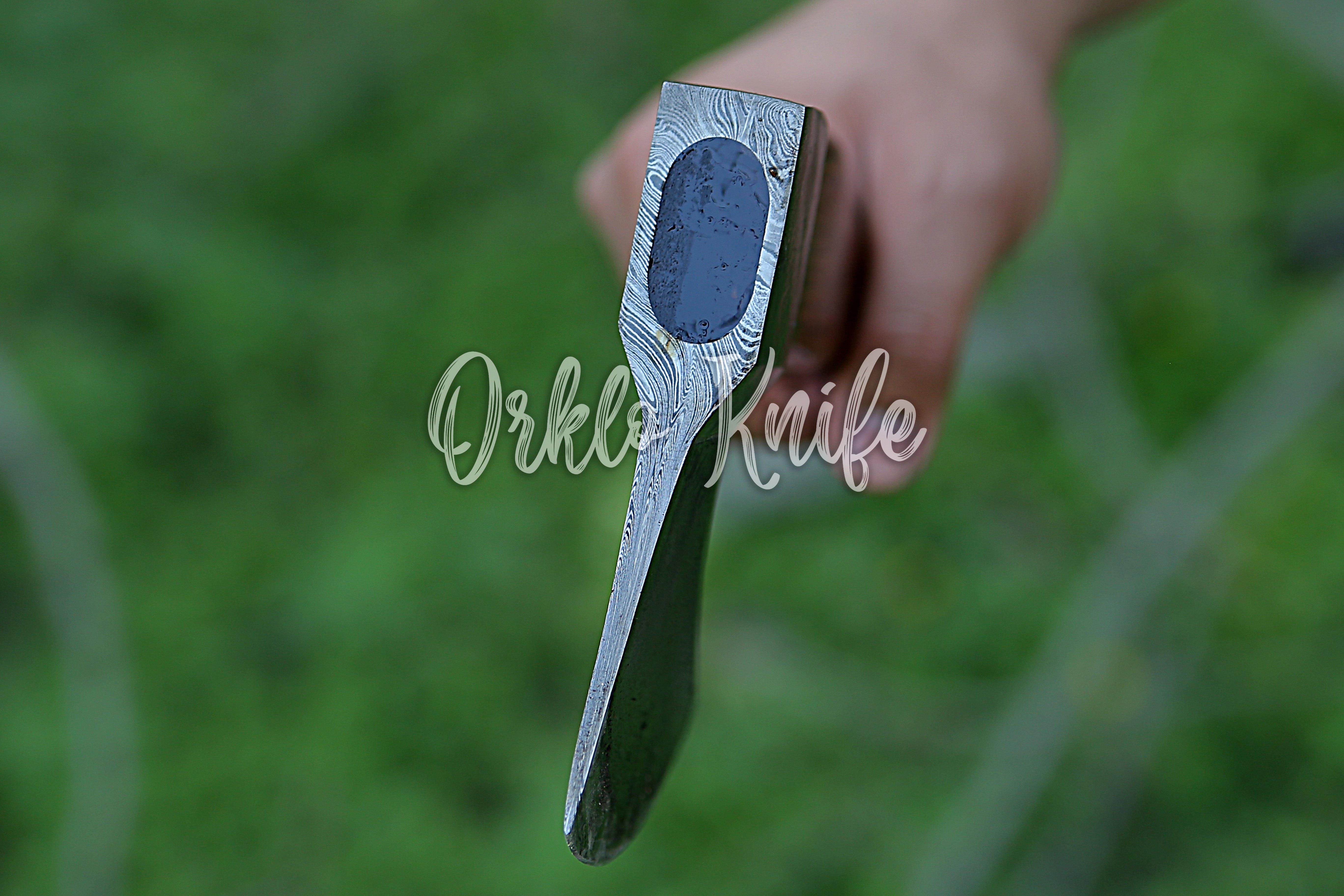 Damascus steel axe with pouch - Orkloknife