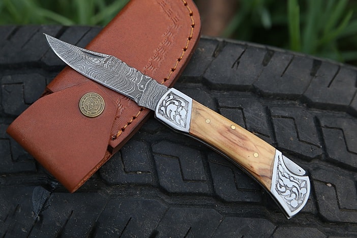 olive wood handle pocket knife