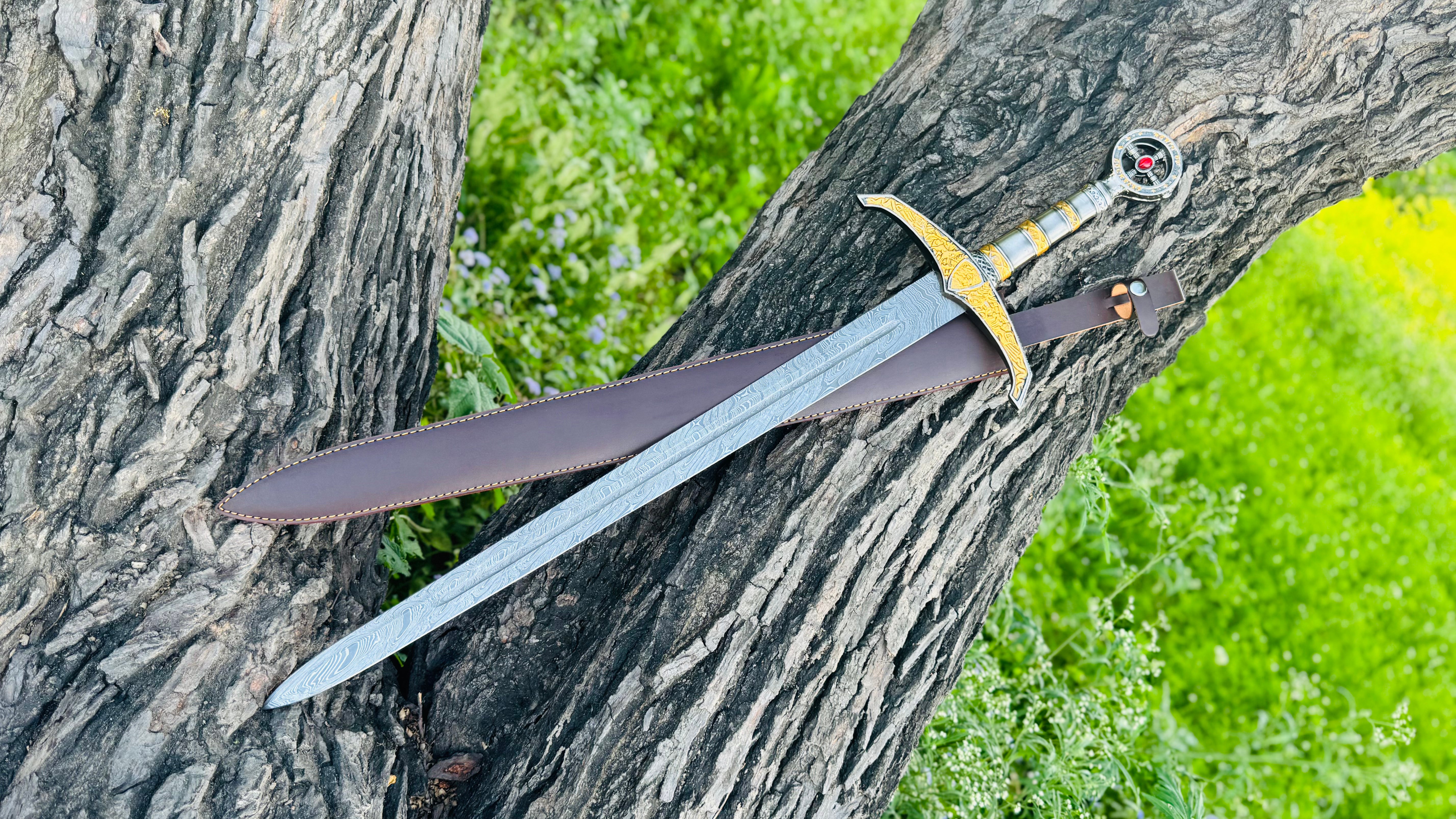 Sliverthorn Knight Sword Fantasy Sword with Engraved Blade, Medieval Decorative Sword for Display House warming gift
