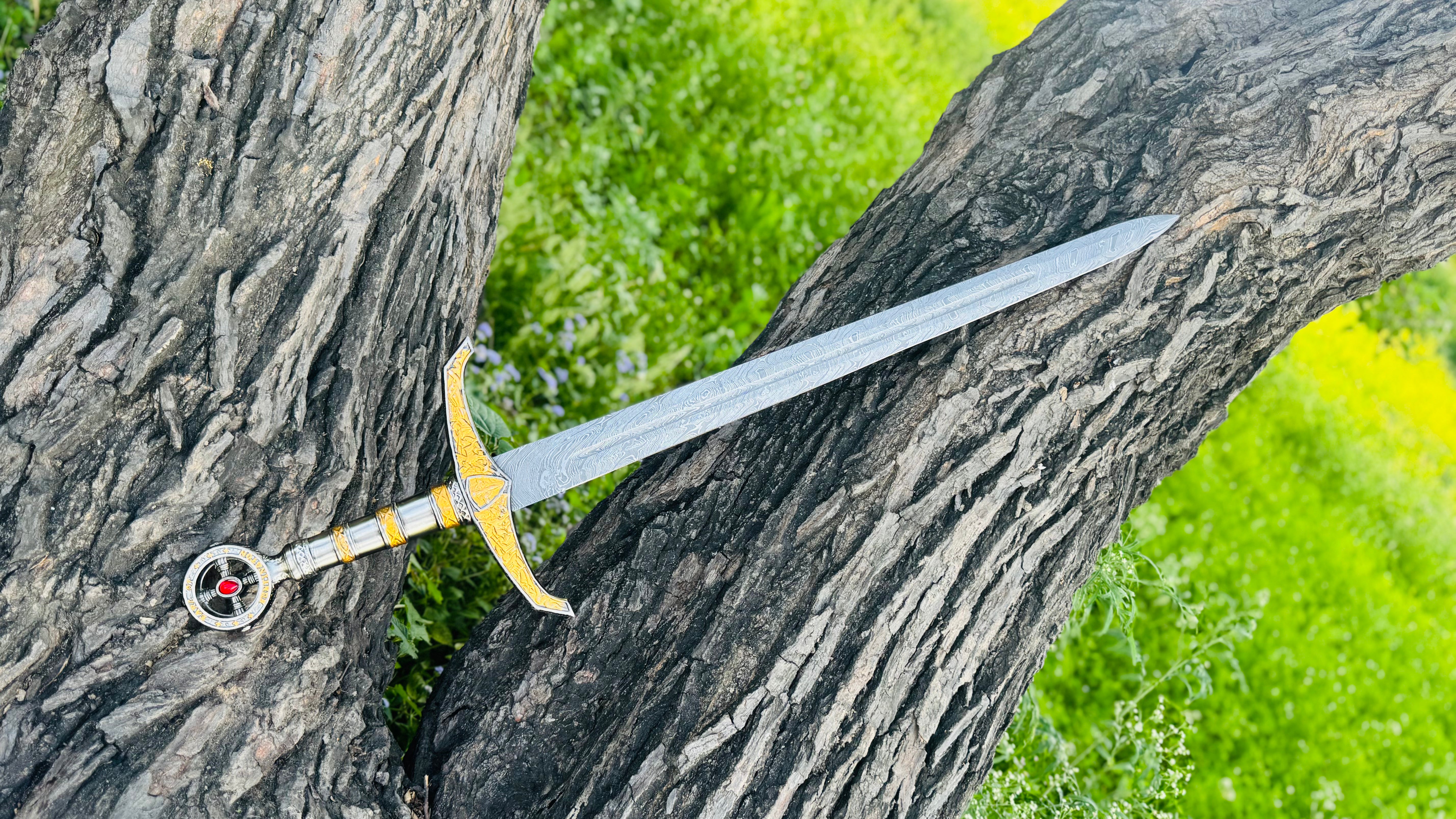 Sliverthorn Knight Sword Fantasy Sword with Engraved Blade, Medieval Decorative Sword for Display House warming gift
