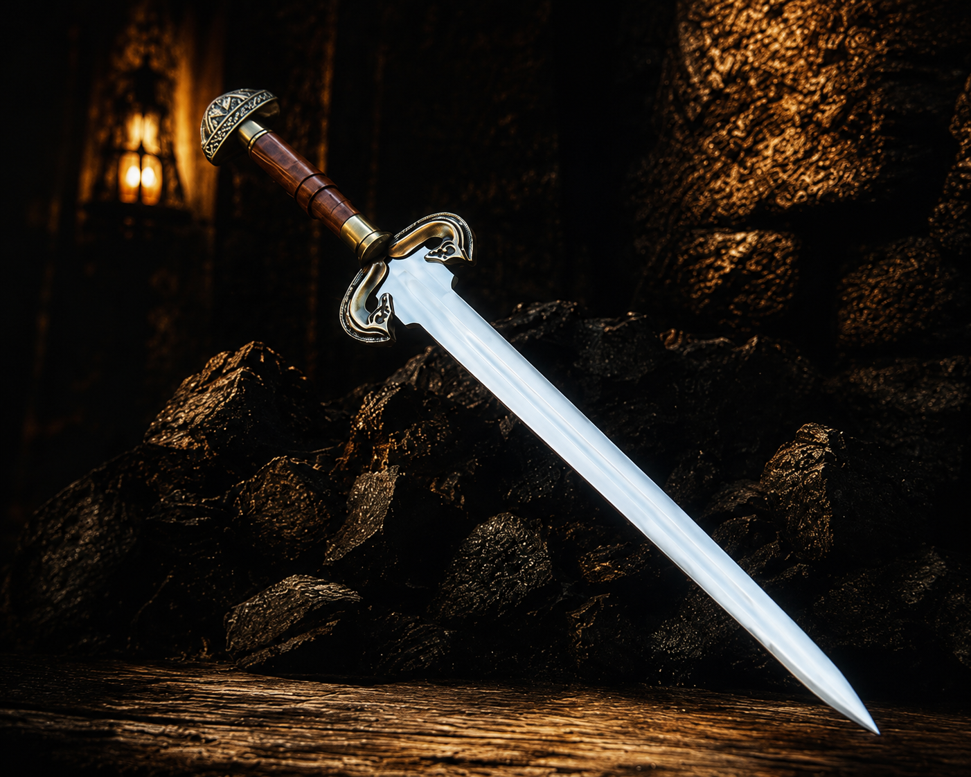 Handmade Stainless Steel Spatha Sword Fantasy Sword with Wooden Handle, Medieval Decorative Sword for Display House warming gift Halloween gift