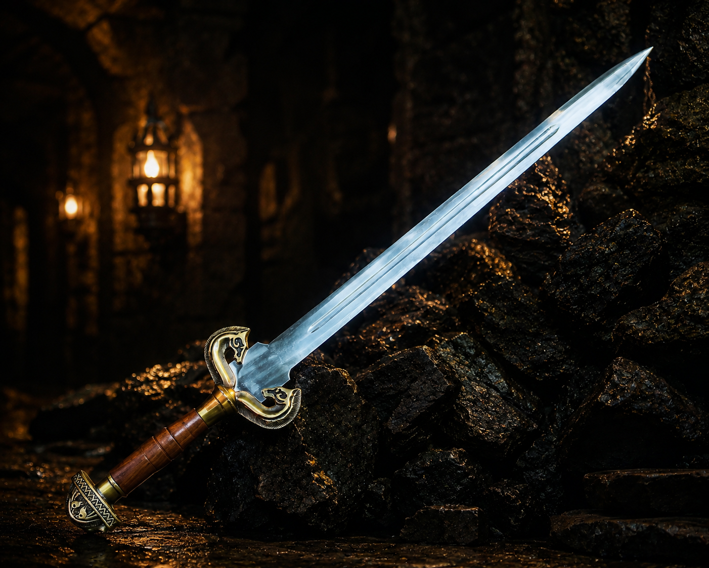 Handmade Stainless Steel Spatha Sword Fantasy Sword with Wooden Handle, Medieval Decorative Sword for Display House warming gift Halloween gift