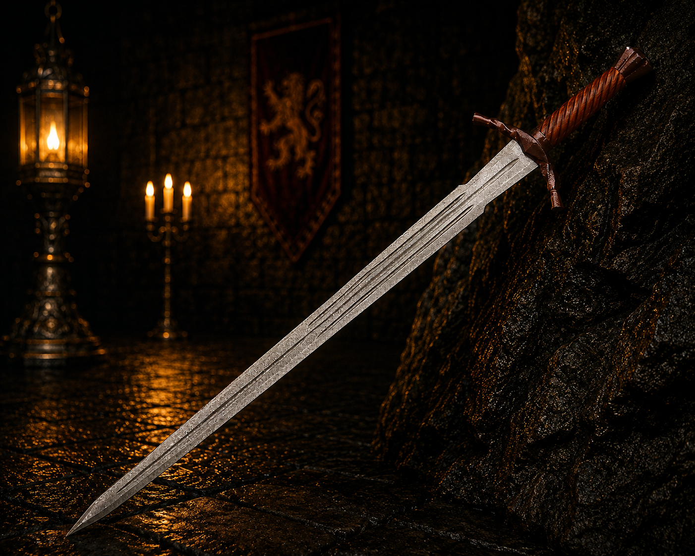 Handmade Forged Relic Witcher Sword Engraved Blade, Medieval Decorative Damascus Sword for Display Halloween Christmas gift