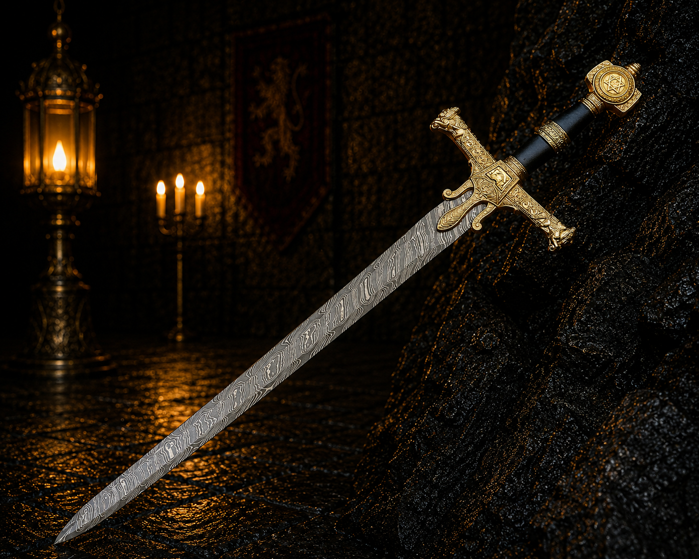 Handmade Forged Great Sword Engraved Blade, Medieval Decorative Damascus Sword for Display Halloween Christmas gift