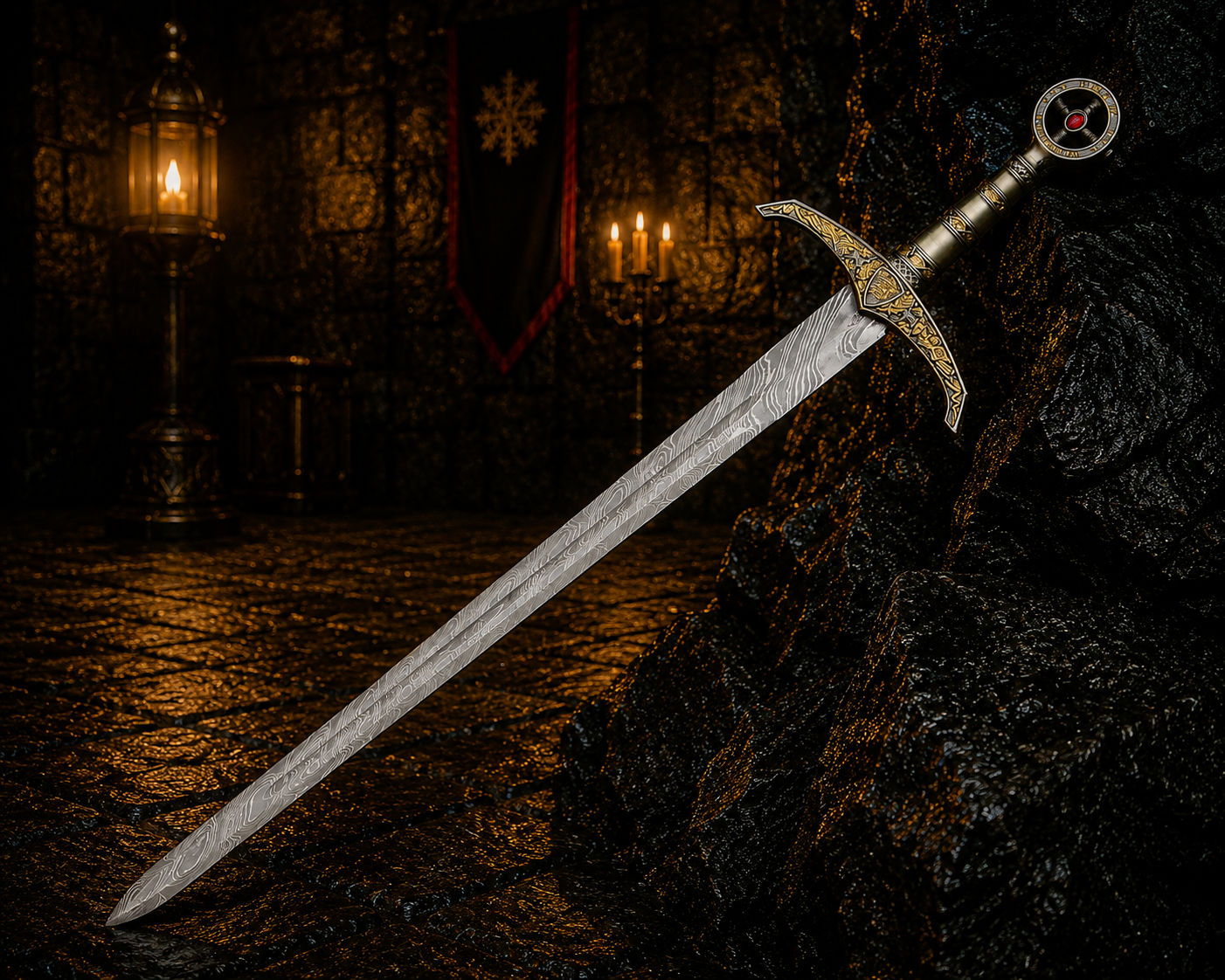 Sliverthorn Knight Sword Fantasy Sword with Engraved Blade, Medieval Decorative Sword for Display House warming gift