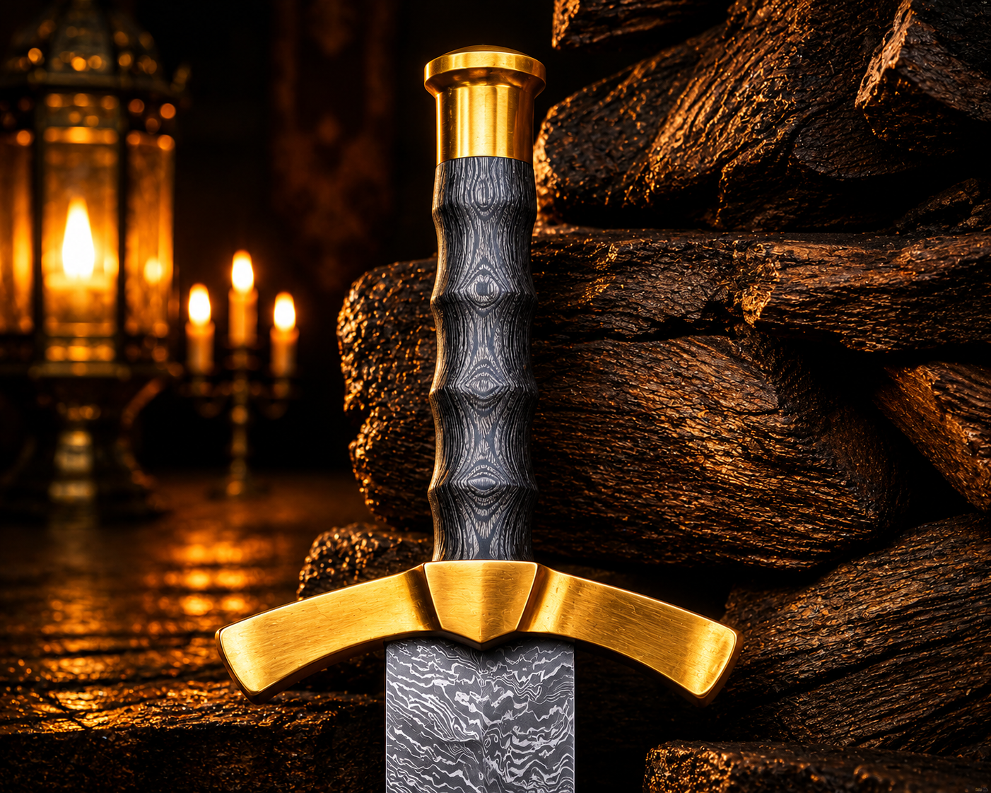 Handmade Forged Excalibur Sword Engraved Blade, Medieval Decorative Damascus Sword for Display Halloween Christmas gift
