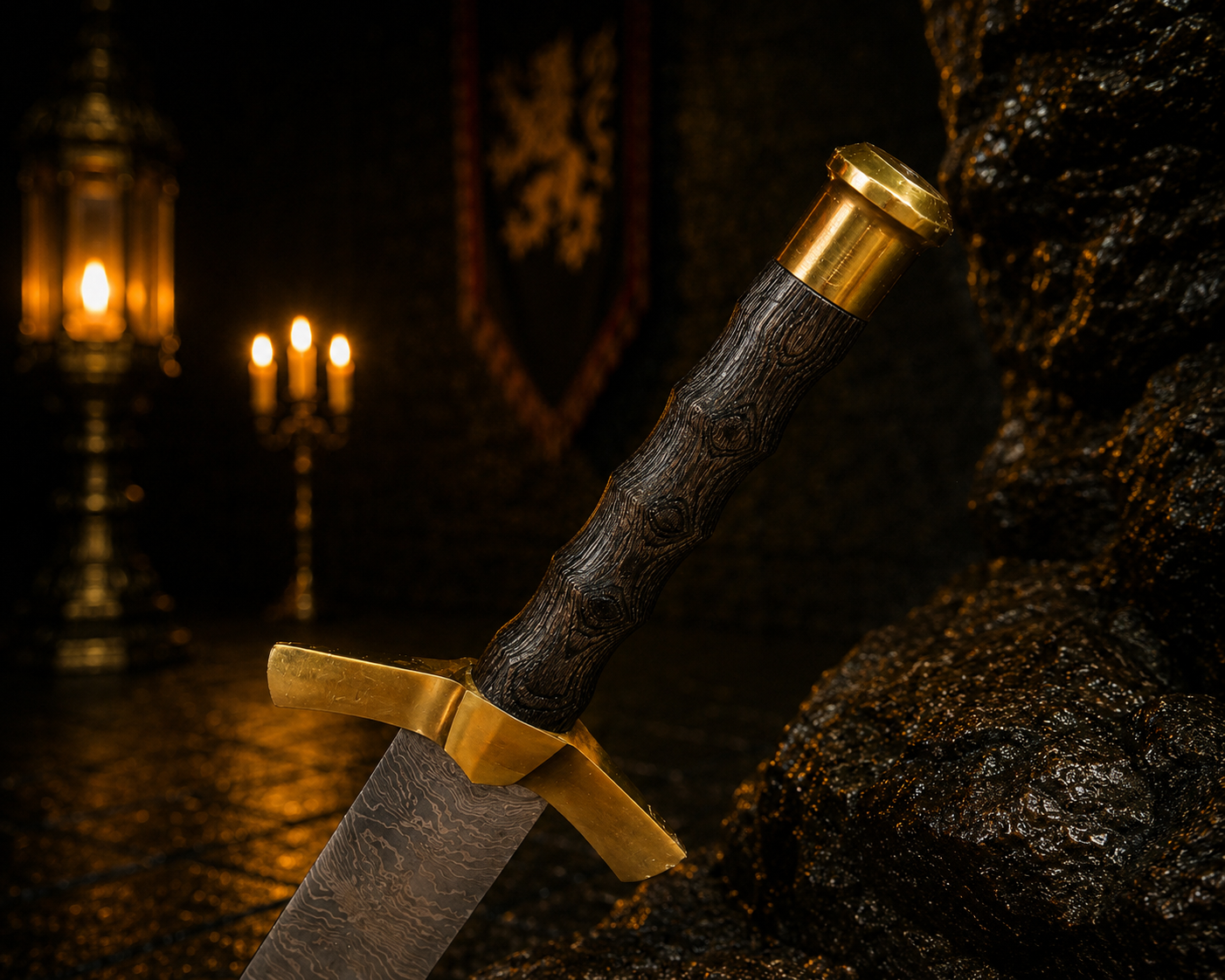 Handmade Forged Excalibur Sword Engraved Blade, Medieval Decorative Damascus Sword for Display Halloween Christmas gift