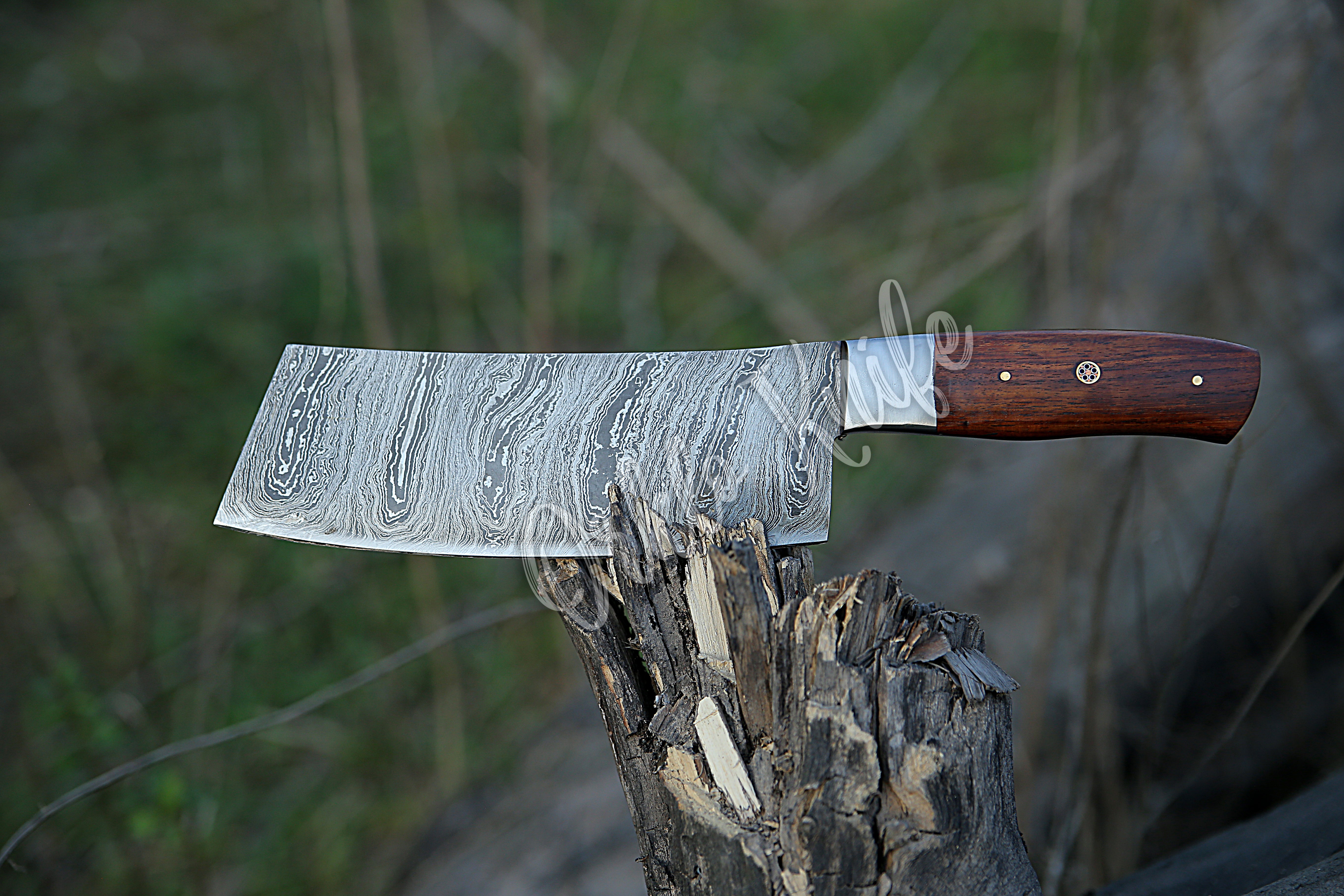 Damascus Steel Knife, Mongolian Cleaver, Cleaver Knife, Handmade