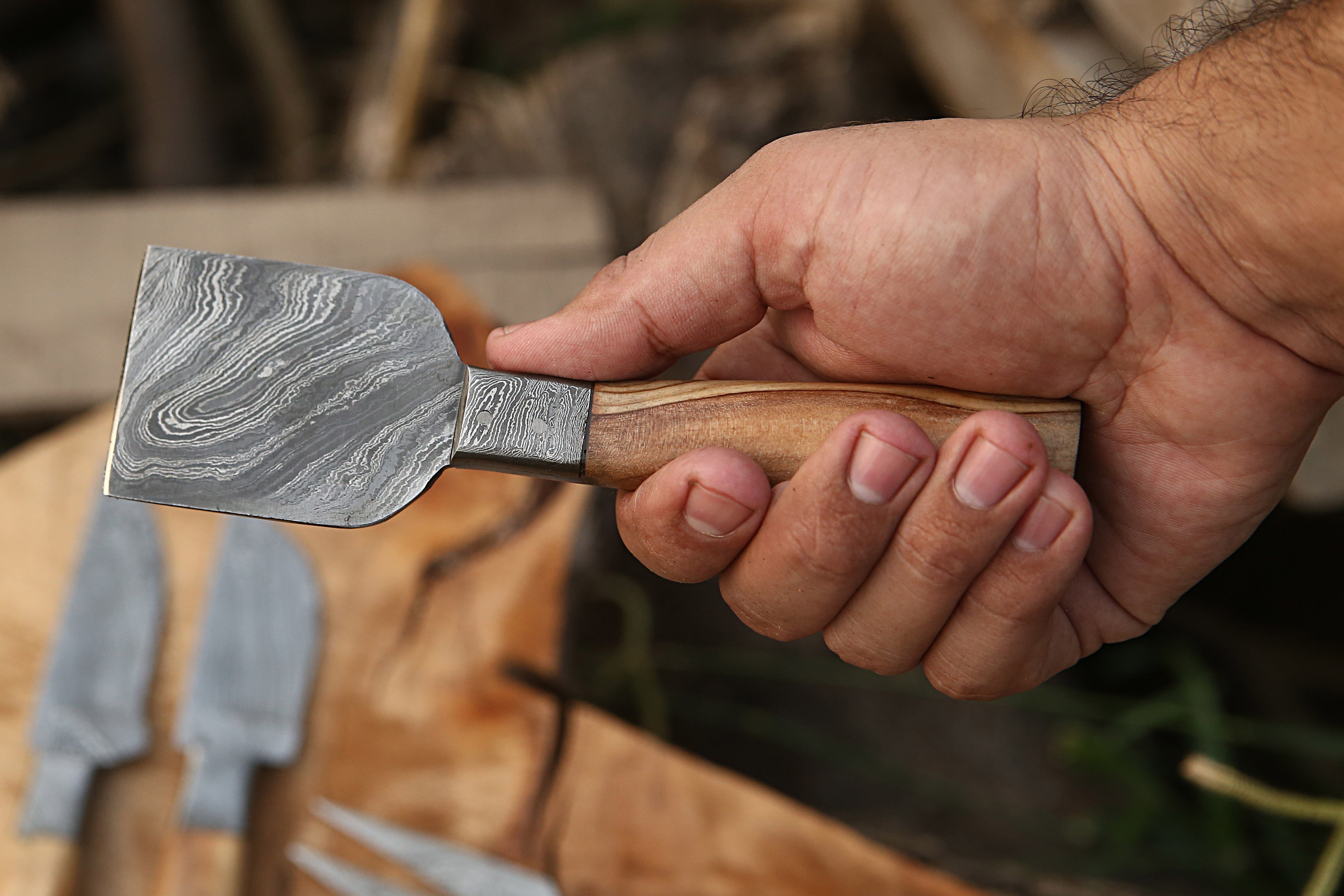 Handmade Damascus Cheese Knife Set of 5 Pcs With Olivewood Handle