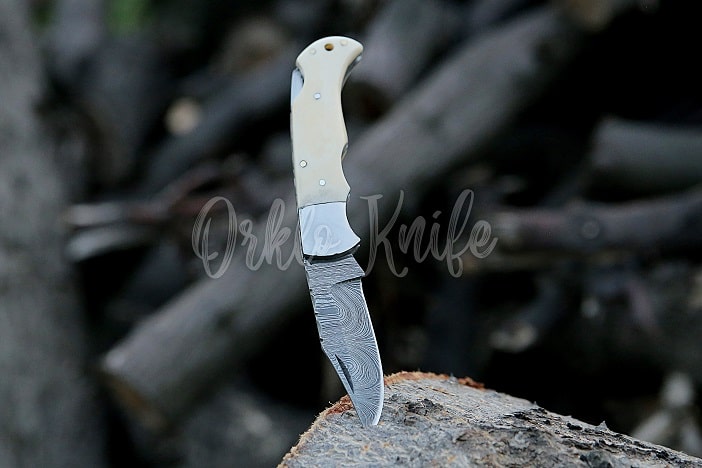 White Bone Handle Pocket Knife for Sale