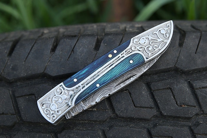 light blue pocket knife