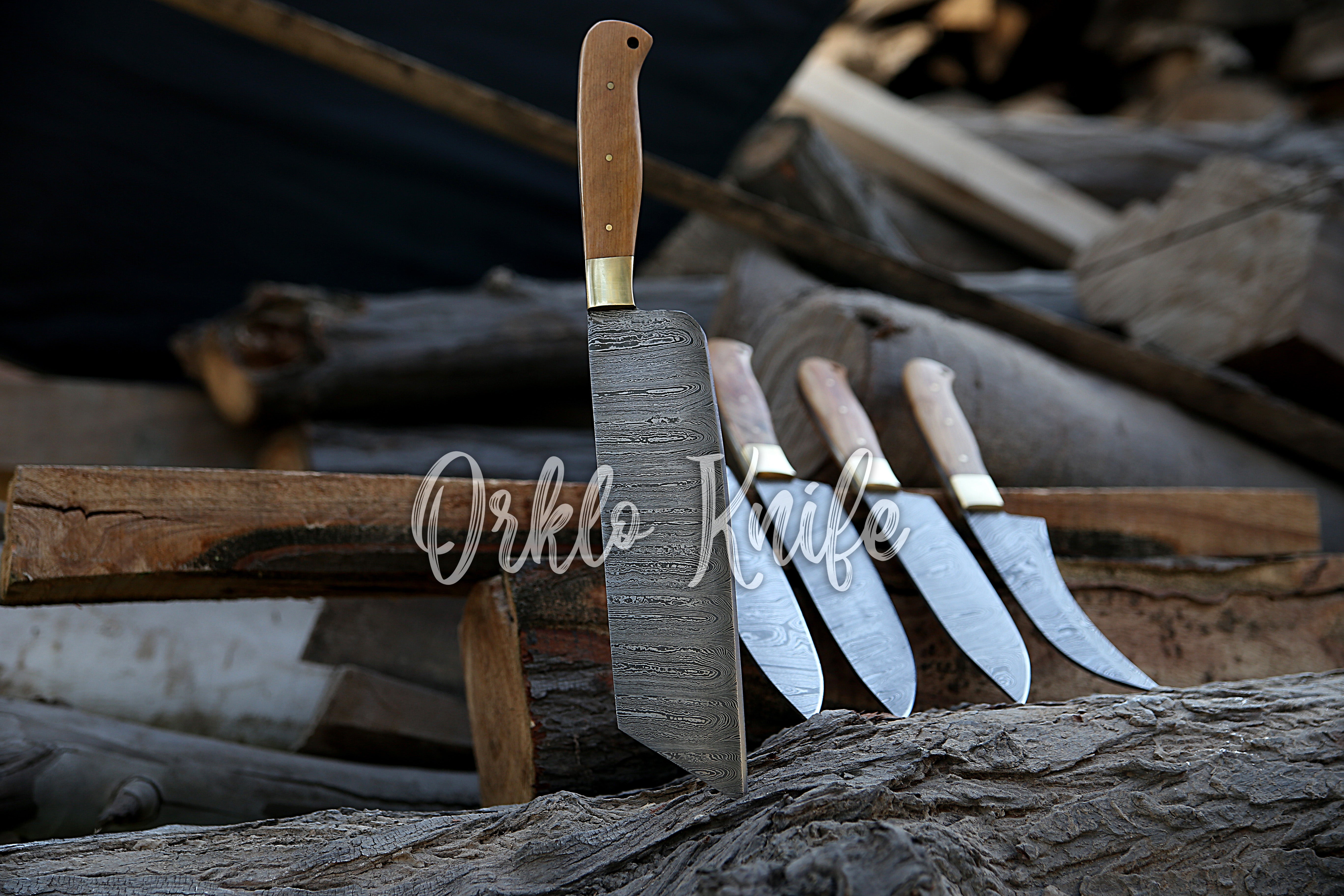 Hand Forged Chef Knives Kitchen Set Damascus Steel Knives Set
